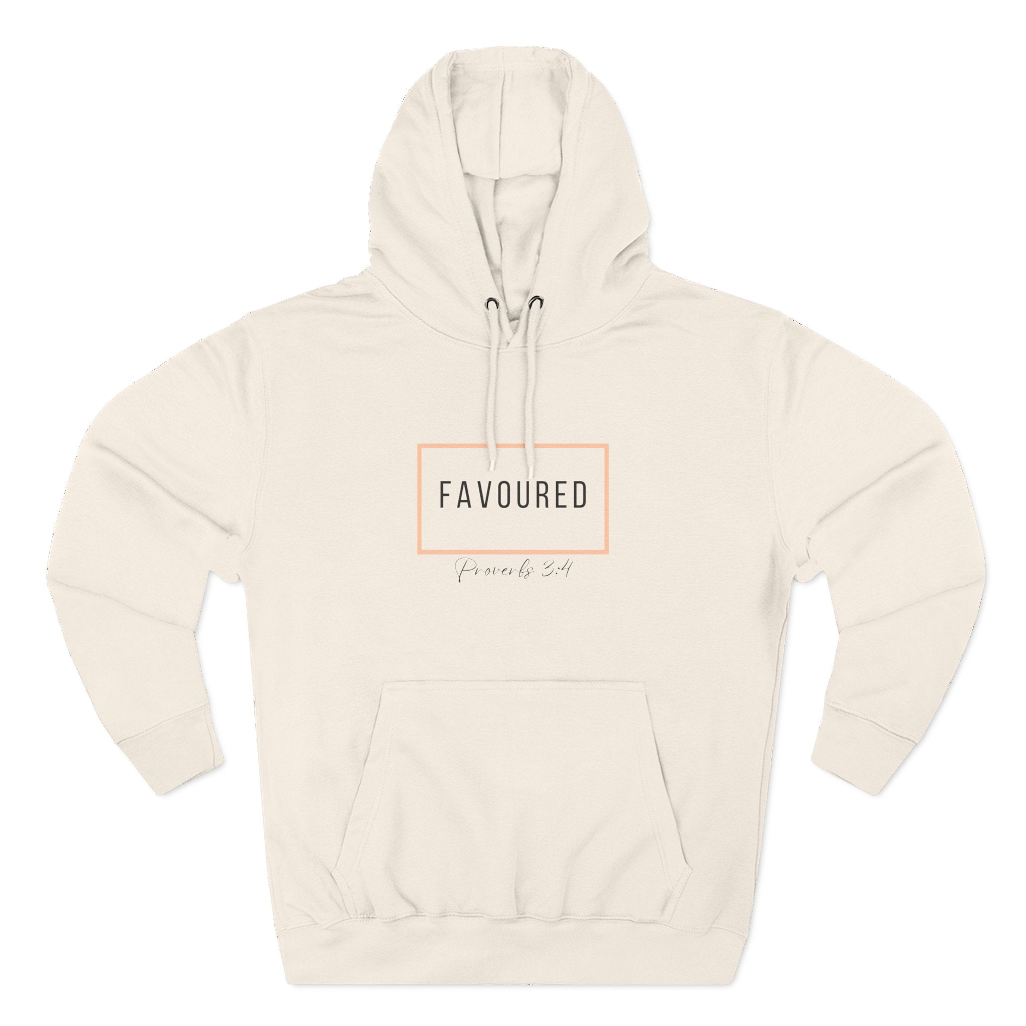 Favoured Christian Hoodie – Proverbs 3:4 Scripture Minimalist Hoodie | Faith-Based Unisex Fleece Pullover