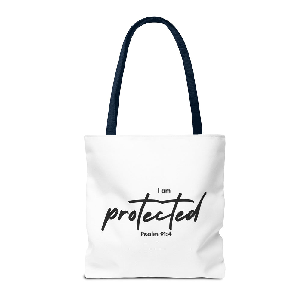 I Am Protected Tote Bag — Psalm 91:4 Christian Scripture Canvas Tote | Faith-Based Carryall