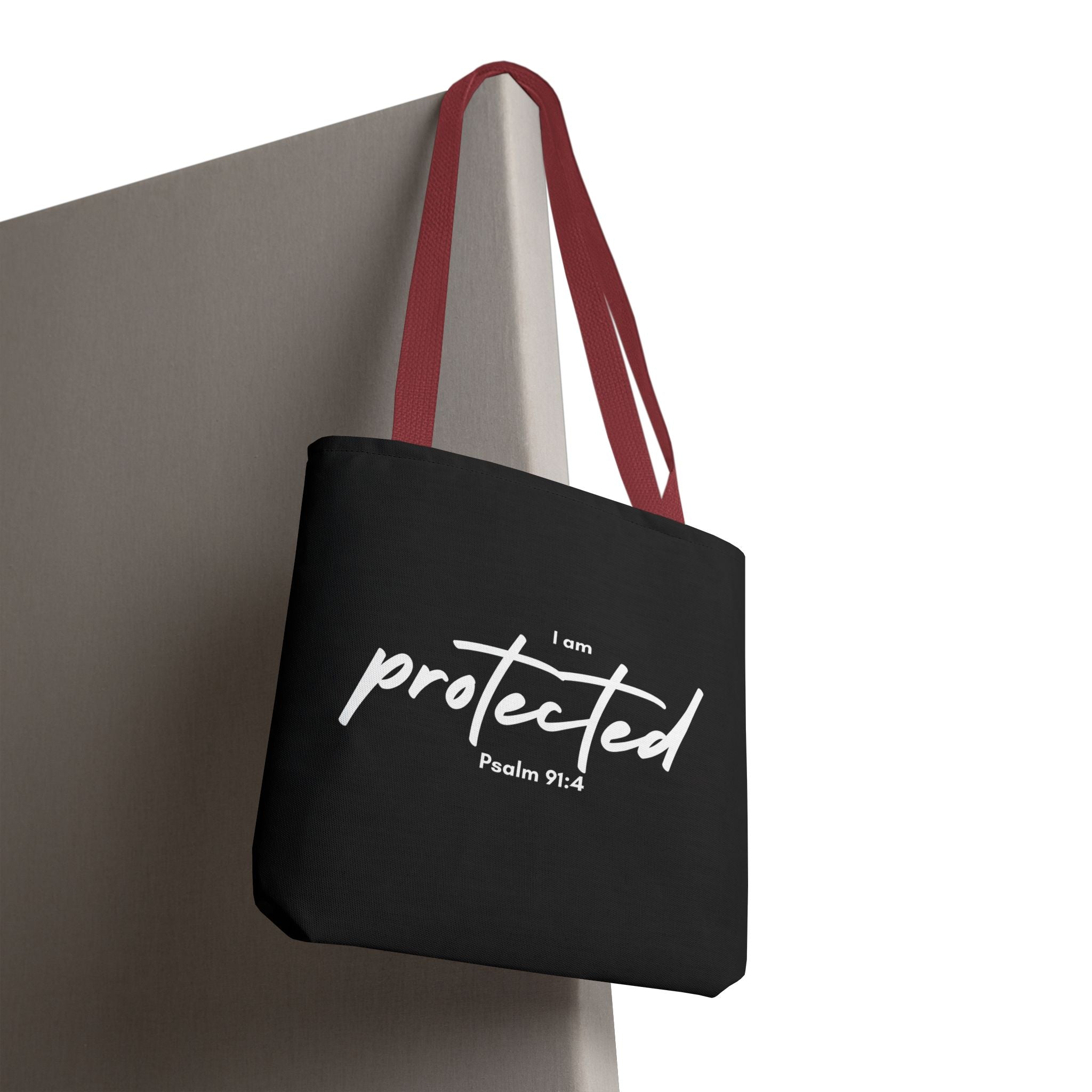 I Am Protected Tote Bag — Psalm 91:4 Christian Scripture Canvas Tote | Faith-Based Carryall