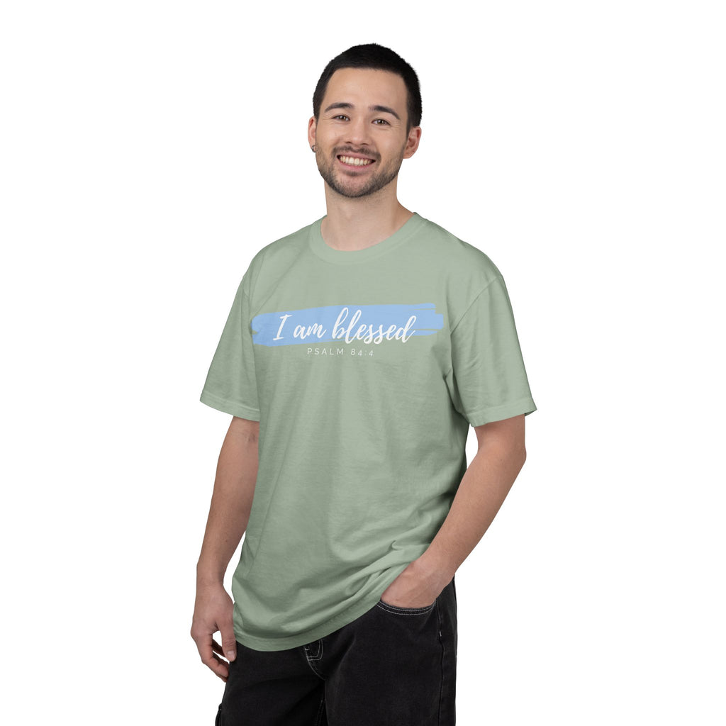 I Am Blessed Christian T-Shirt — Psalm 84:4 Scripture Tee | Garment-Dyed Faith Shirt