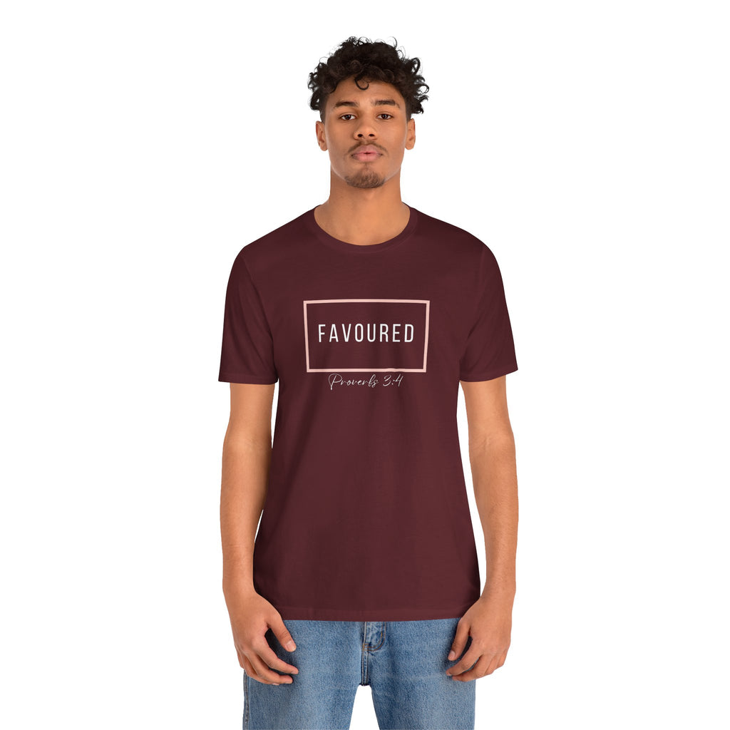 Favoured Christian T-Shirt – Proverbs 3:4 Scripture Tee | Faith-Based Unisex Shirt