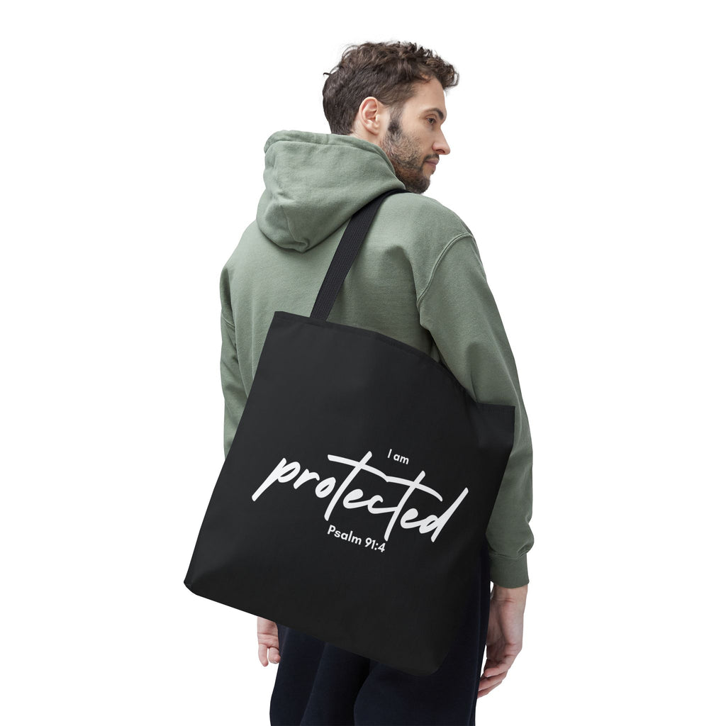I Am Protected Tote Bag — Psalm 91:4 Christian Scripture Canvas Tote | Faith-Based Carryall