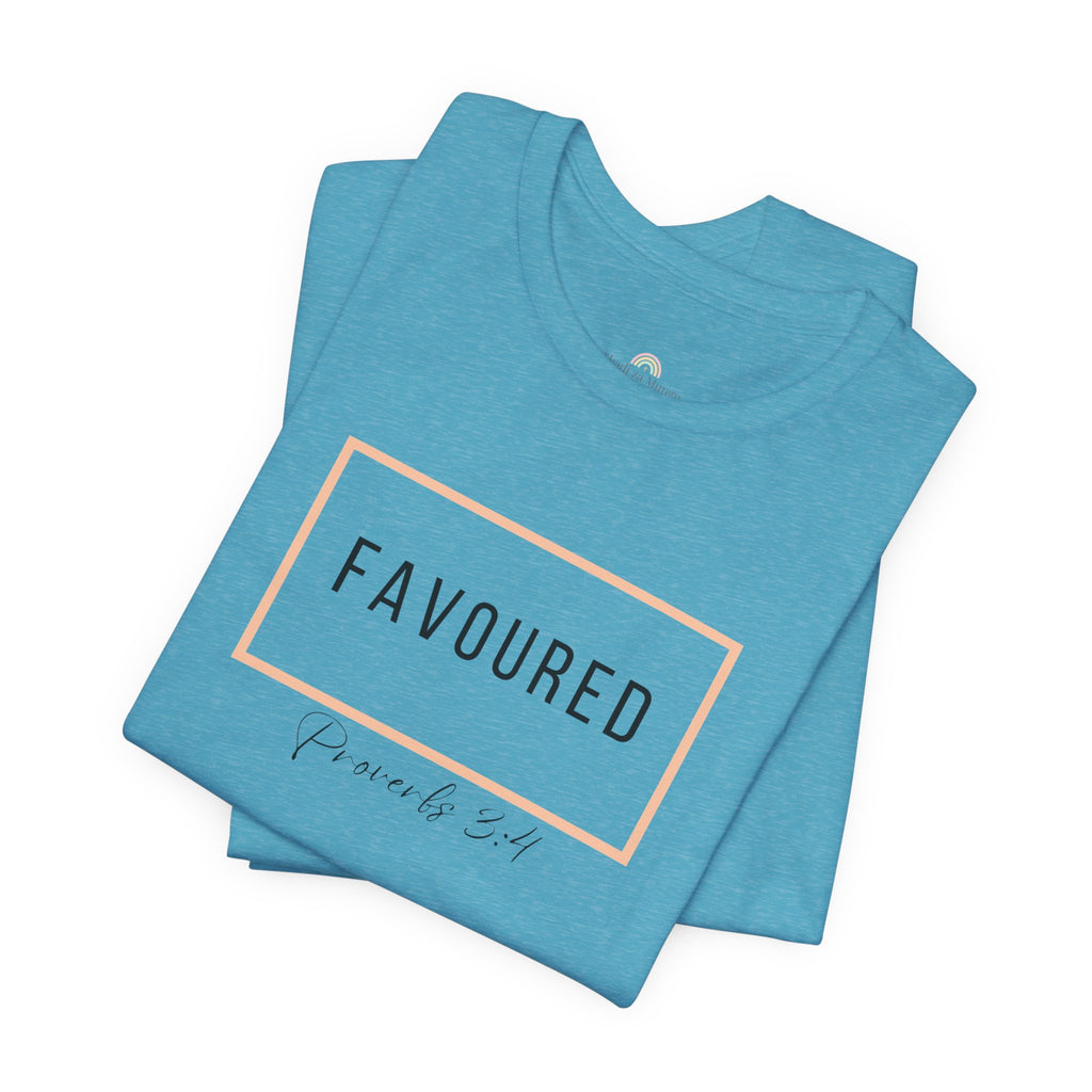 Favoured Christian T-Shirt – Proverbs 3:4 Scripture Tee | Faith-Based Unisex Shirt