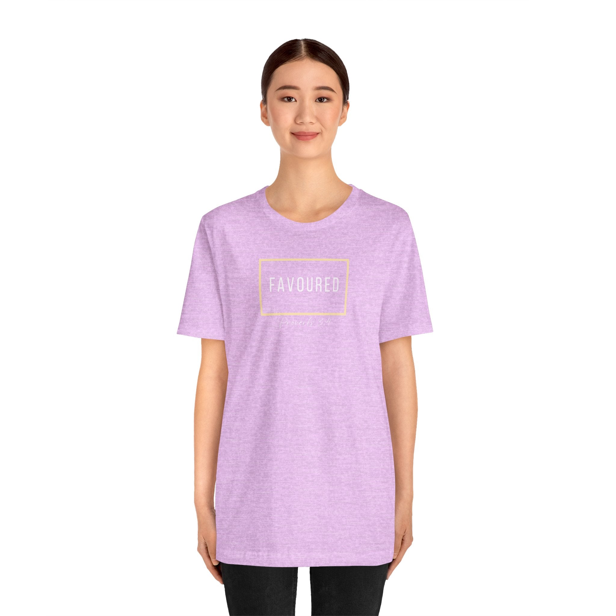 Favoured Christian T-Shirt – Proverbs 3:4 Scripture Tee | Faith-Based Unisex Shirt