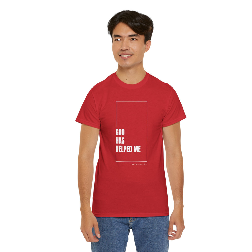 God Has Helped Me Christian T-Shirt – 2 Corinthians 6:2 Faith Tee | Unisex Heavy Cotton Shirt