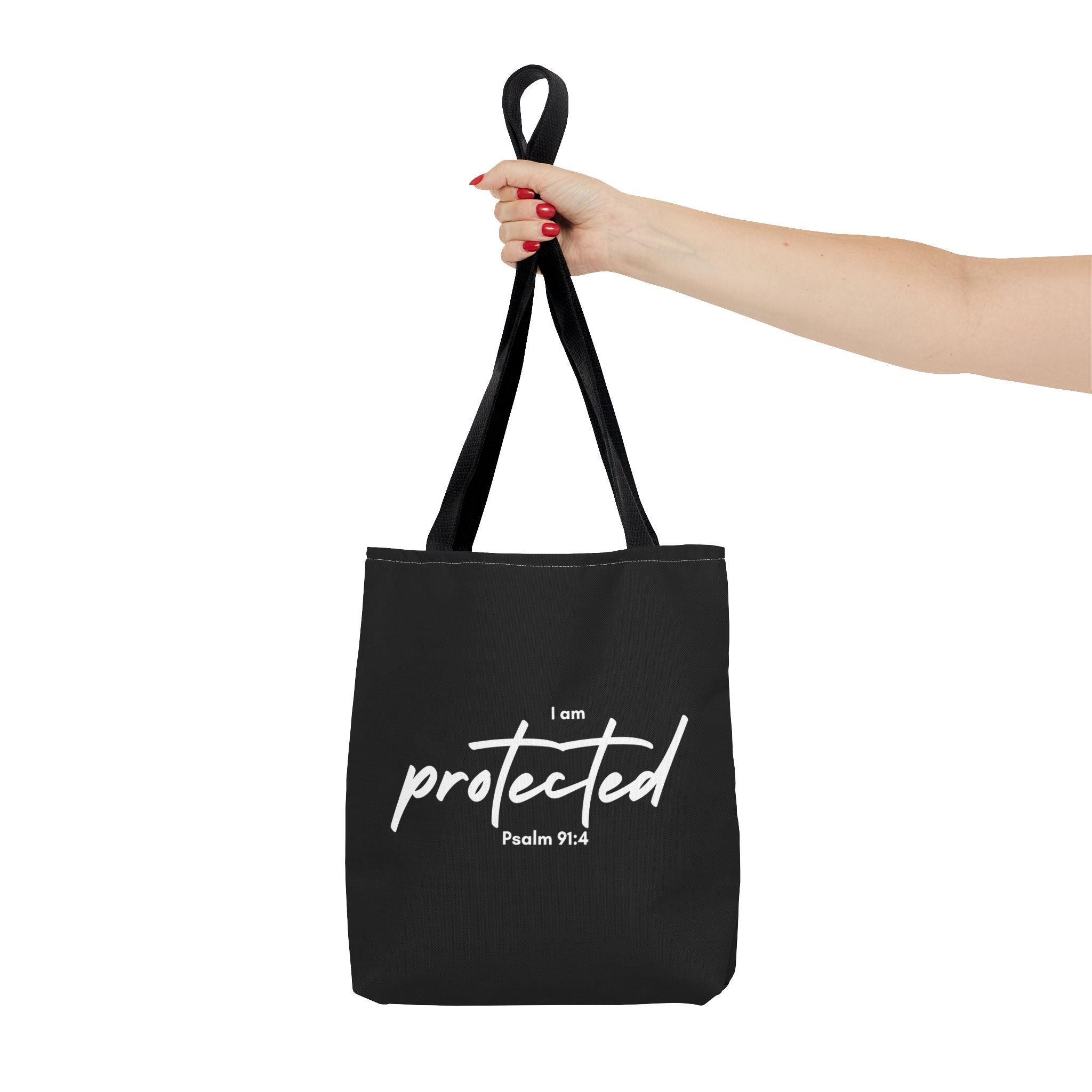 I Am Protected Tote Bag — Psalm 91:4 Christian Scripture Canvas Tote | Faith-Based Carryall