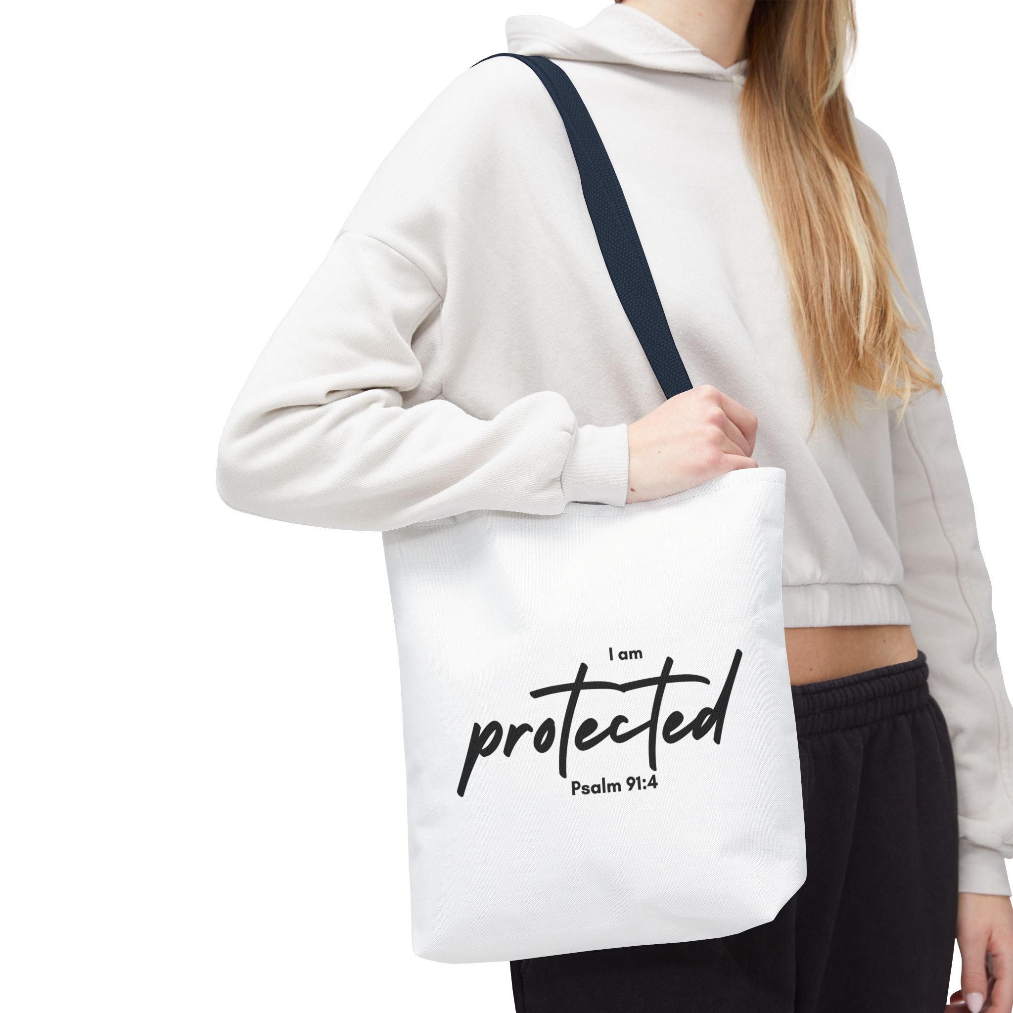 I Am Protected Tote Bag — Psalm 91:4 Christian Scripture Canvas Tote | Faith-Based Carryall