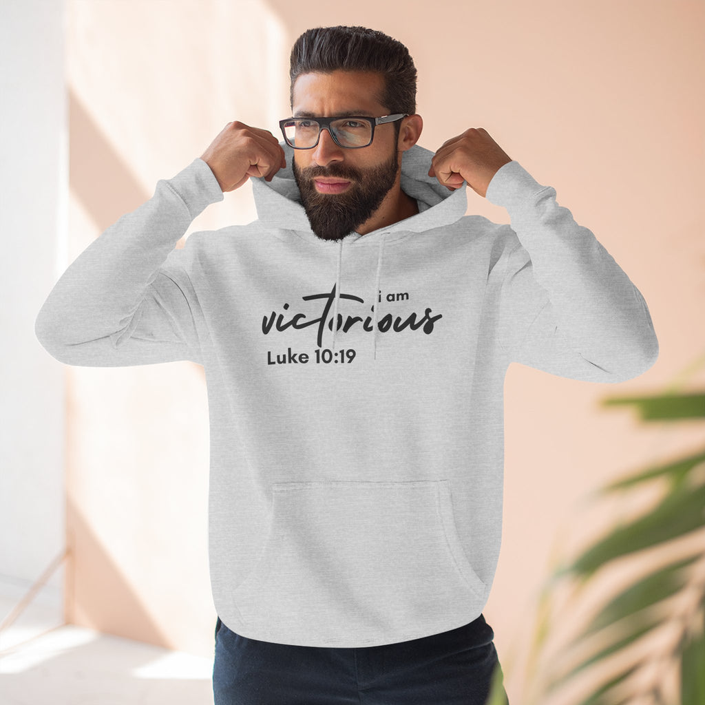 I Am Victorious Hoodie — Luke 10:19 Christian Scripture Fleece Pullover