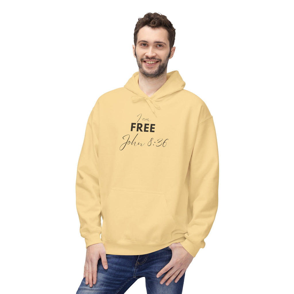 I Am Free Hoodie – John 8:36 Christian Scripture Hoodie | Faith-Based Inspirational Pullover