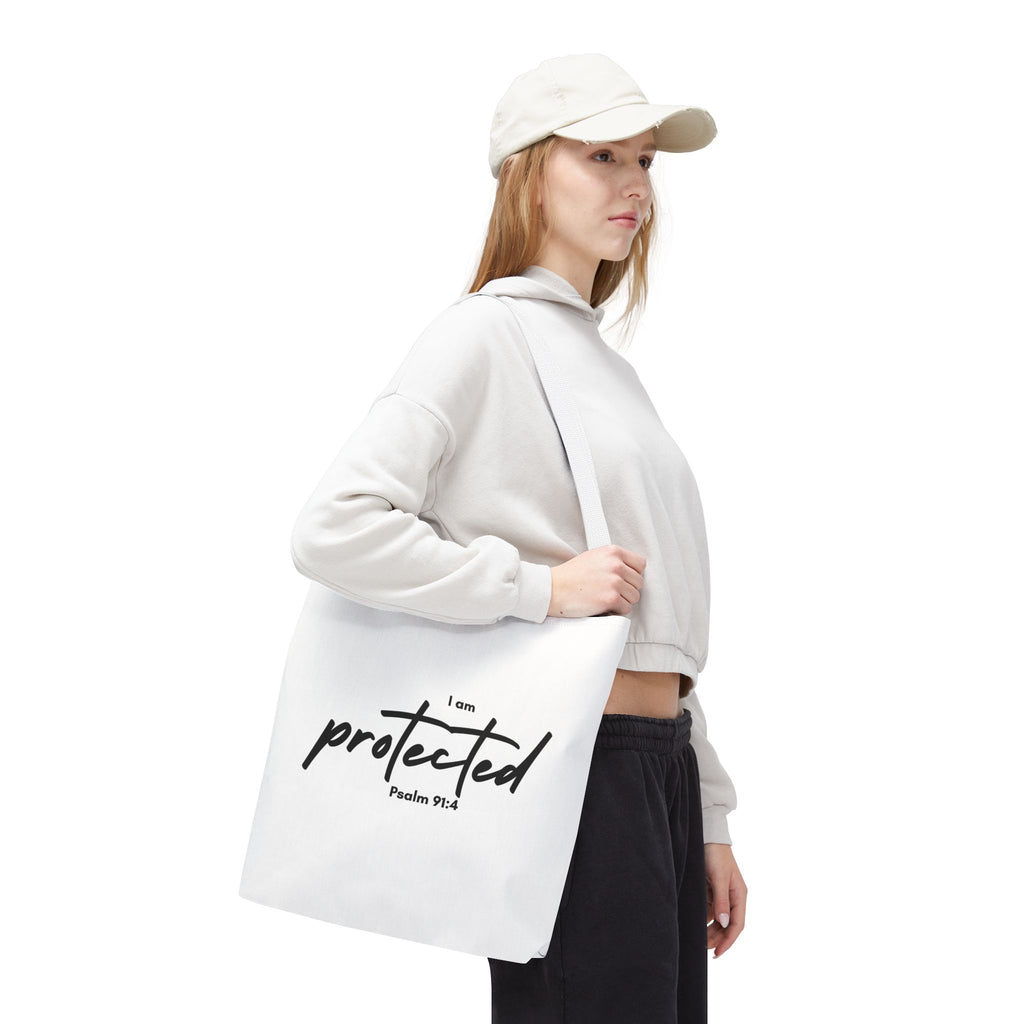 I Am Protected Tote Bag — Psalm 91:4 Christian Scripture Canvas Tote | Faith-Based Carryall