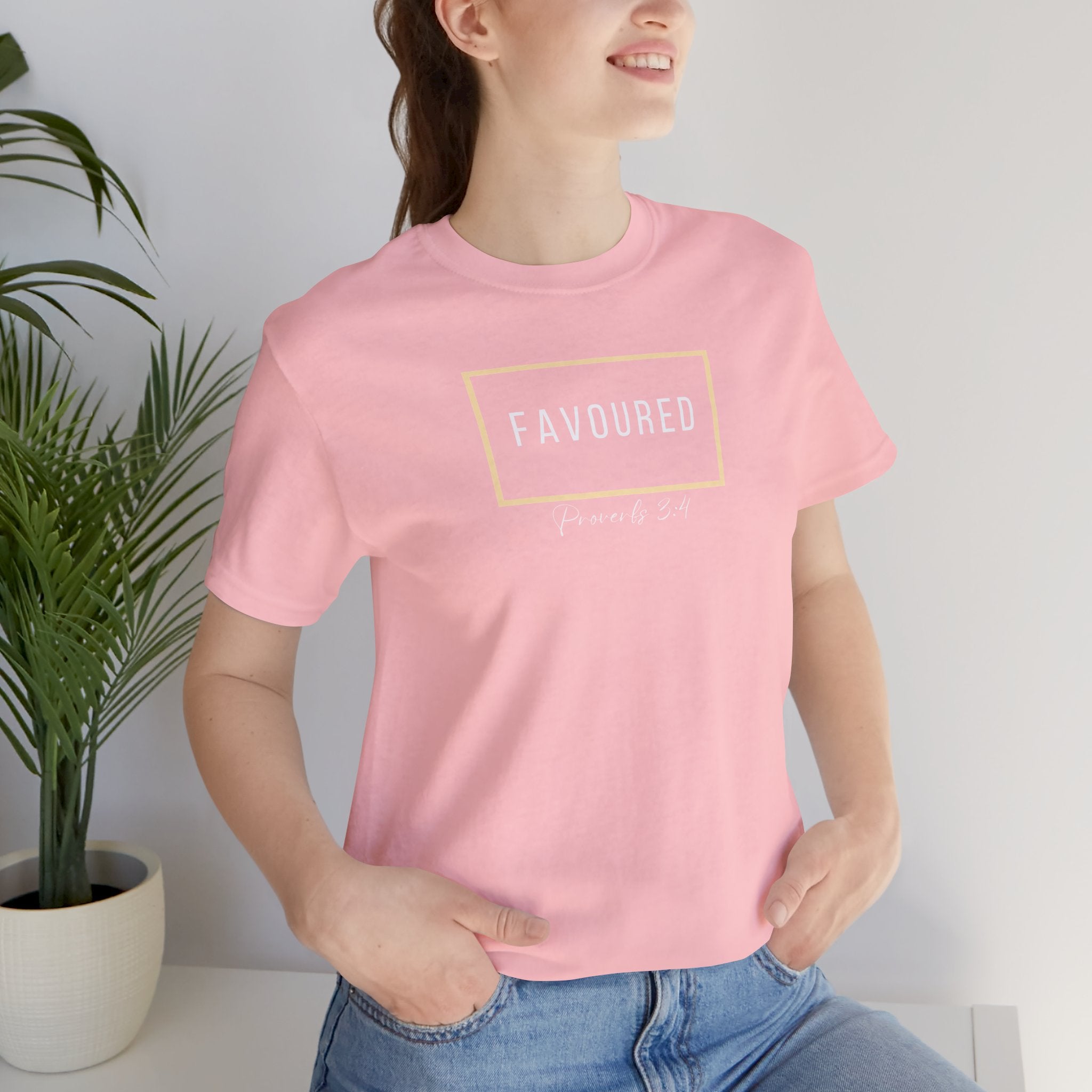 Favoured Christian T-Shirt – Proverbs 3:4 Scripture Tee | Faith-Based Unisex Shirt