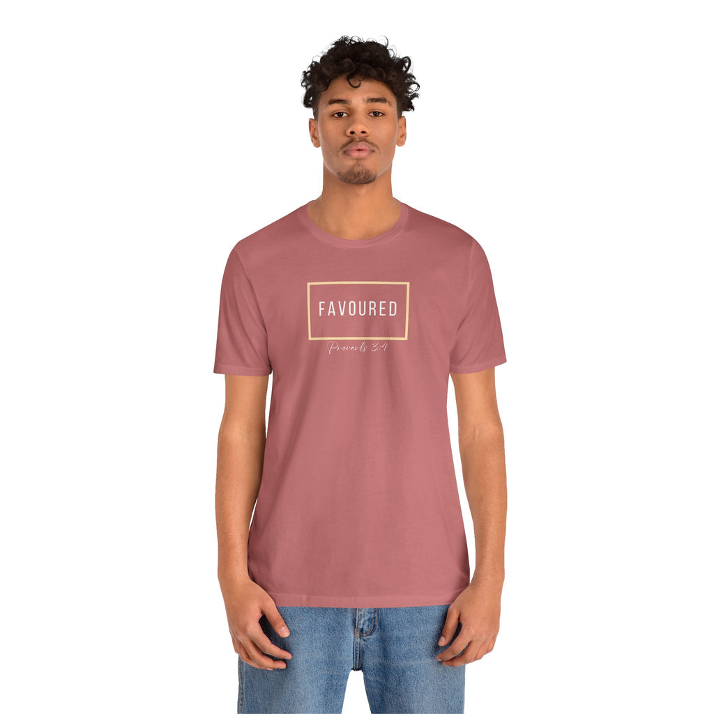 Favoured Christian T-Shirt – Proverbs 3:4 Scripture Tee | Faith-Based Unisex Shirt