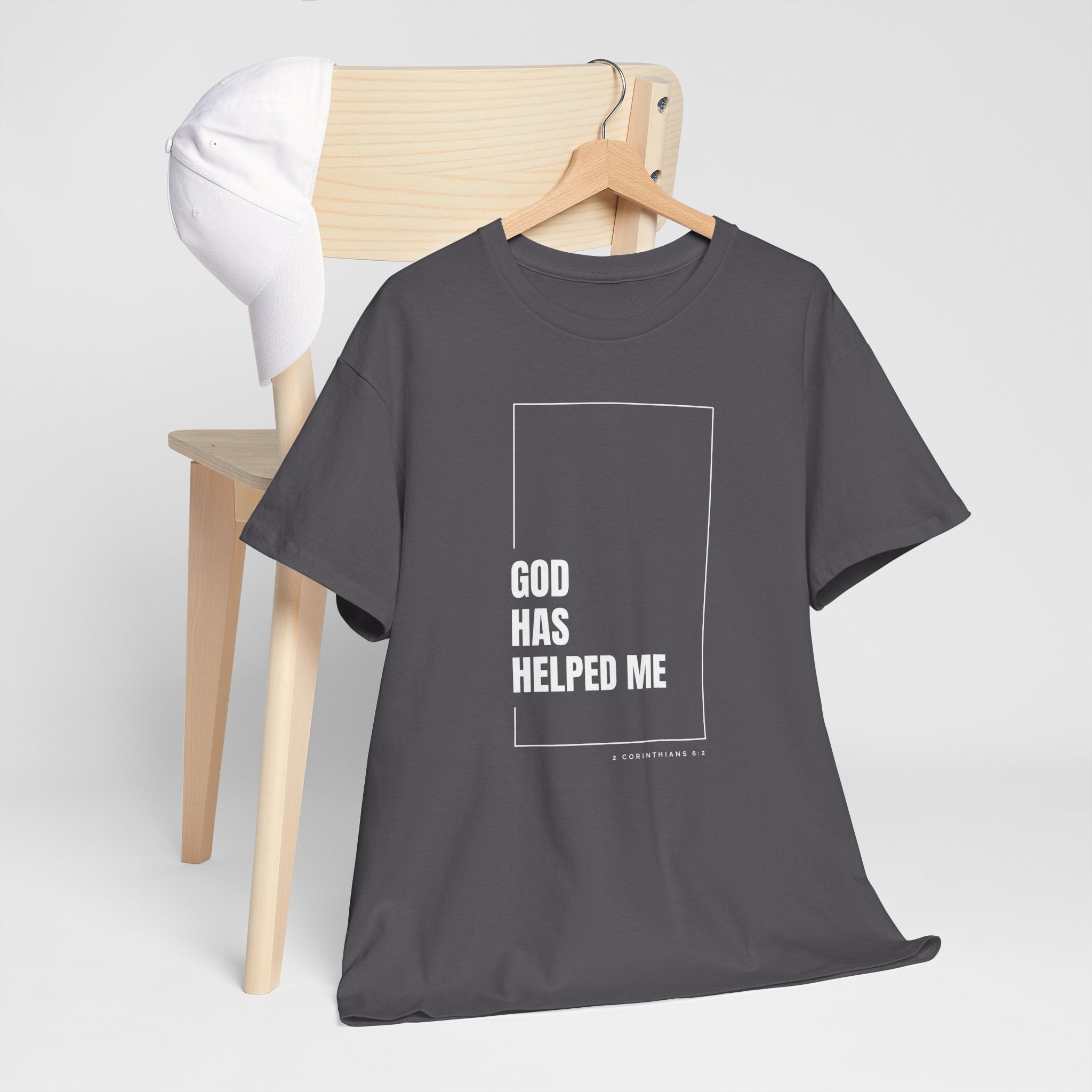 God Has Helped Me Christian T-Shirt – 2 Corinthians 6:2 Faith Tee | Unisex Heavy Cotton Shirt