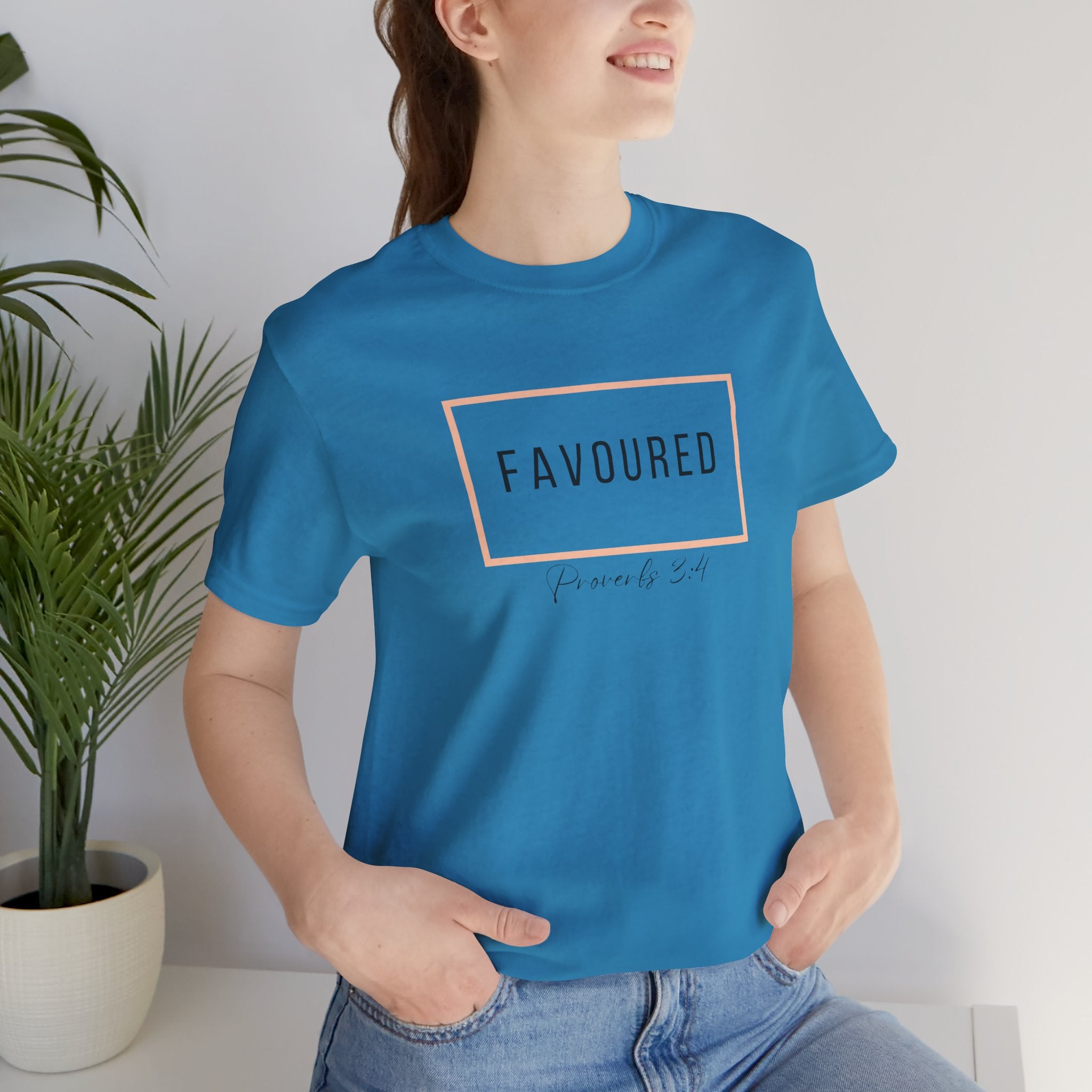 Favoured Christian T-Shirt – Proverbs 3:4 Scripture Tee | Faith-Based Unisex Shirt