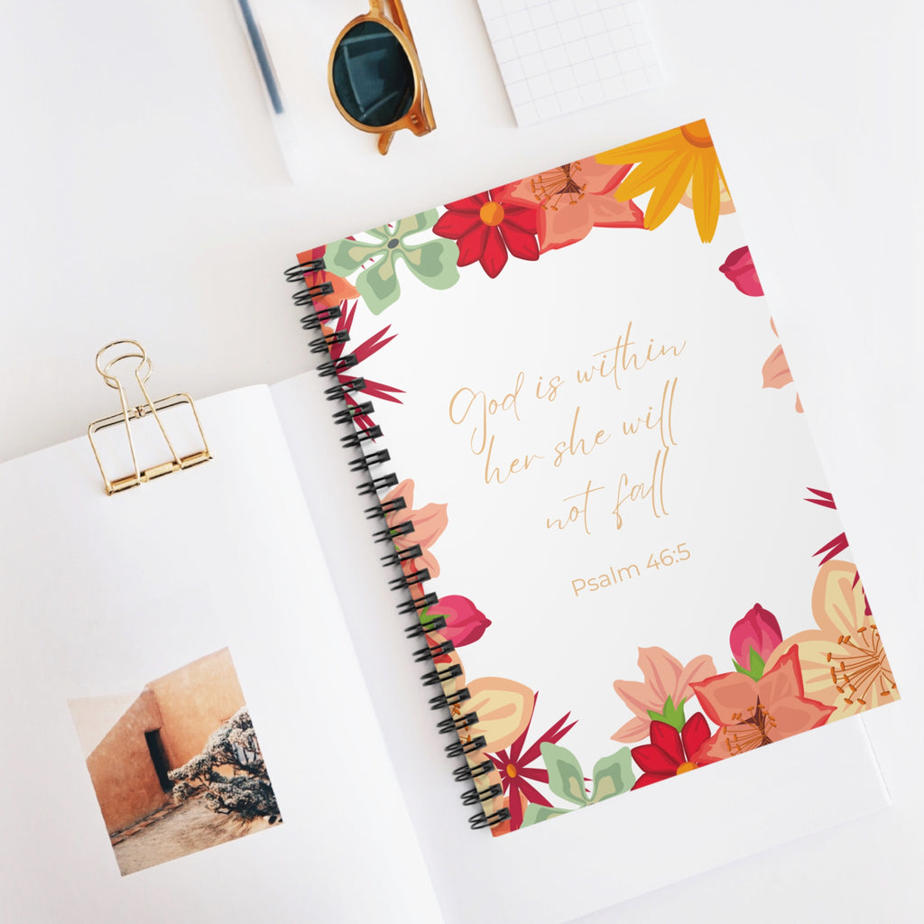 God Is Within Her Spiral Notebook — Psalm 46:5 Christian Journal for Women | Faith-Based Prayer & Bible Study Notebook