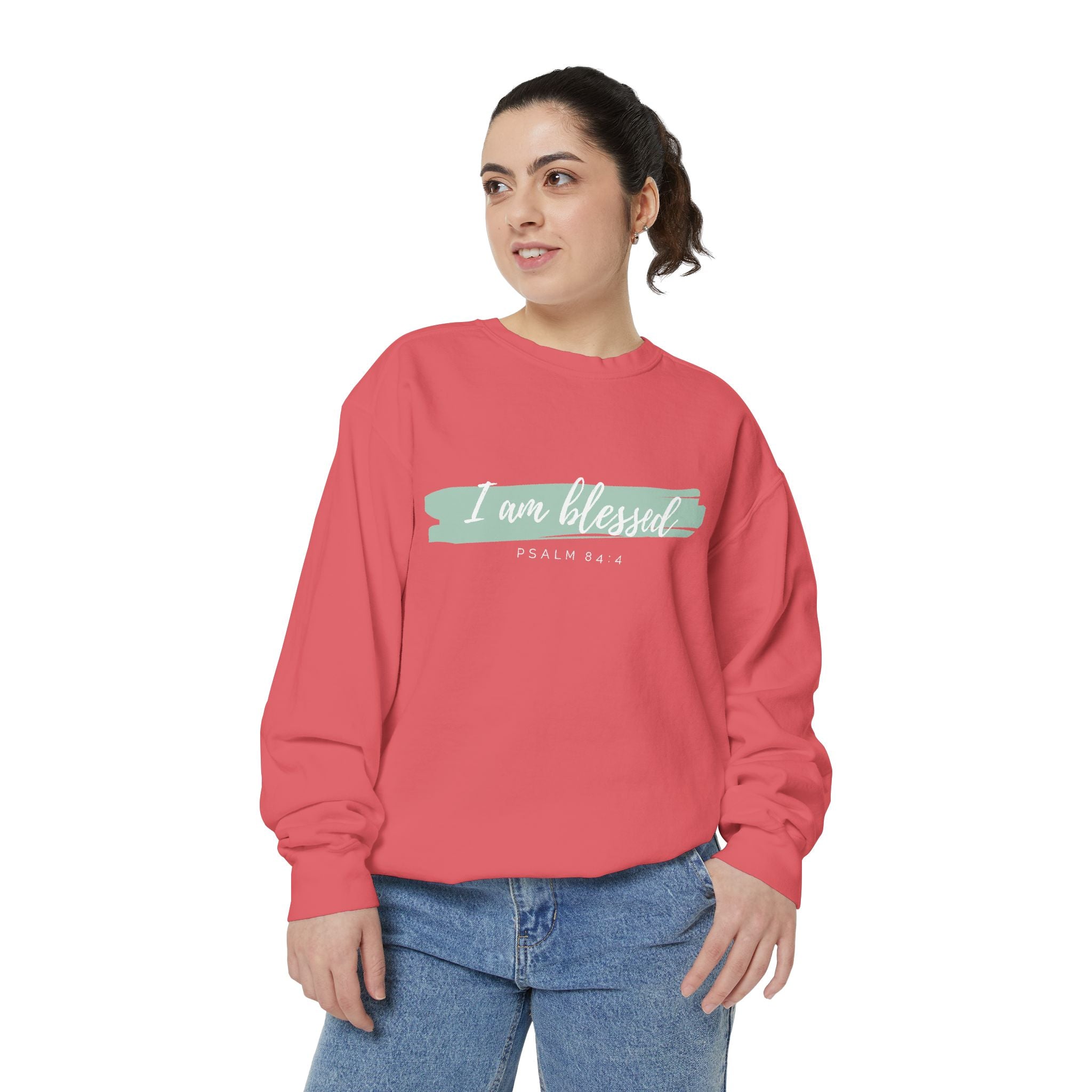I Am Blessed Sweatshirt – Psalm 84:4 Christian Inspirational Crewneck (Garment-Dyed)