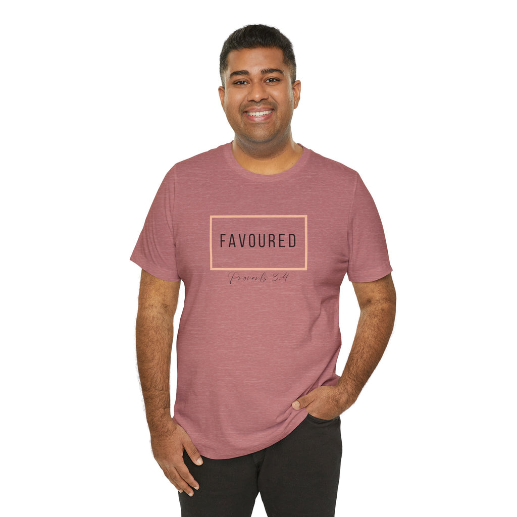 Favoured Christian T-Shirt – Proverbs 3:4 Scripture Tee | Faith-Based Unisex Shirt