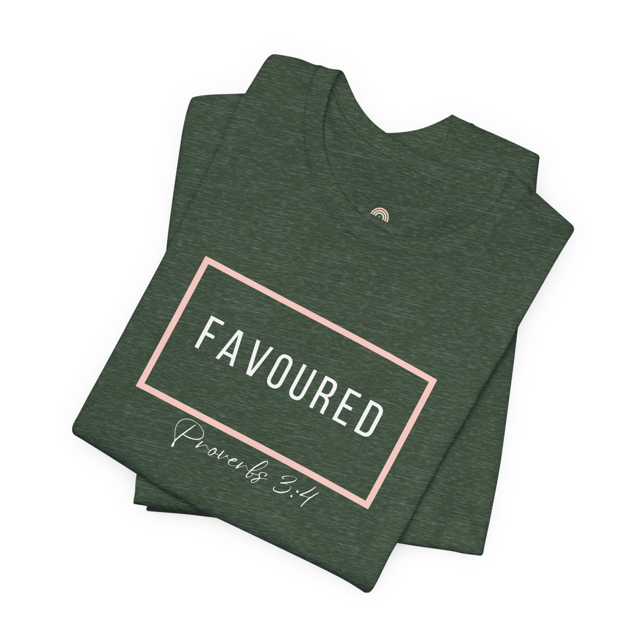 Favoured Christian T-Shirt – Proverbs 3:4 Scripture Tee | Faith-Based Unisex Shirt