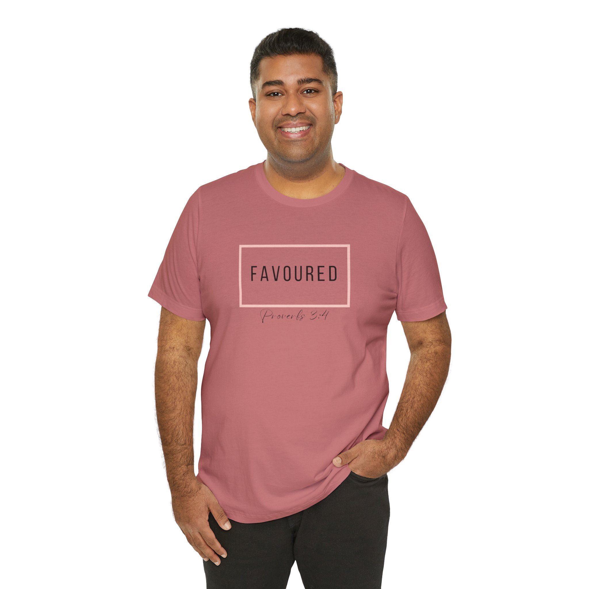 Favoured Christian T-Shirt – Proverbs 3:4 Scripture Tee | Faith-Based Unisex Shirt