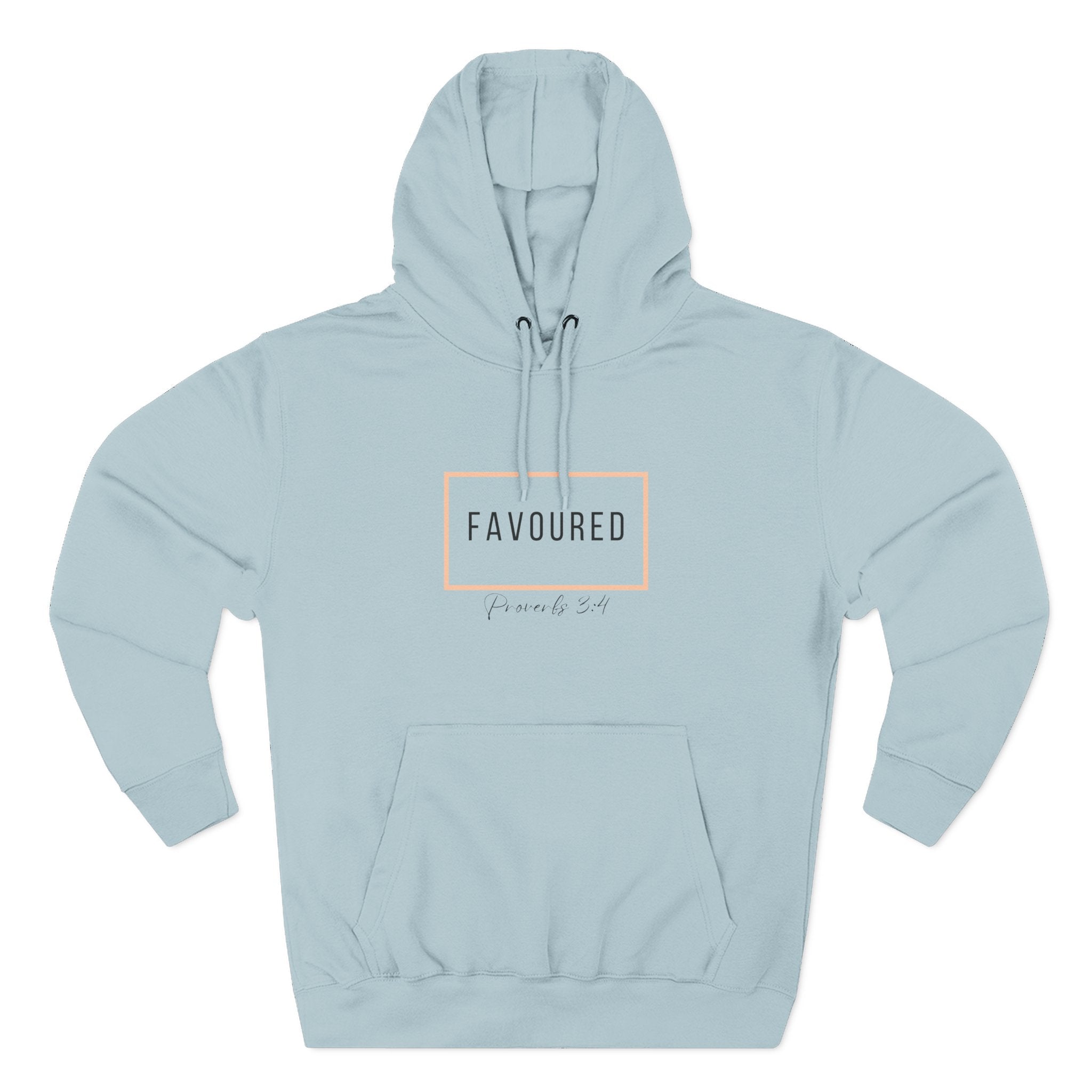 Favoured Christian Hoodie – Proverbs 3:4 Scripture Minimalist Hoodie | Faith-Based Unisex Fleece Pullover
