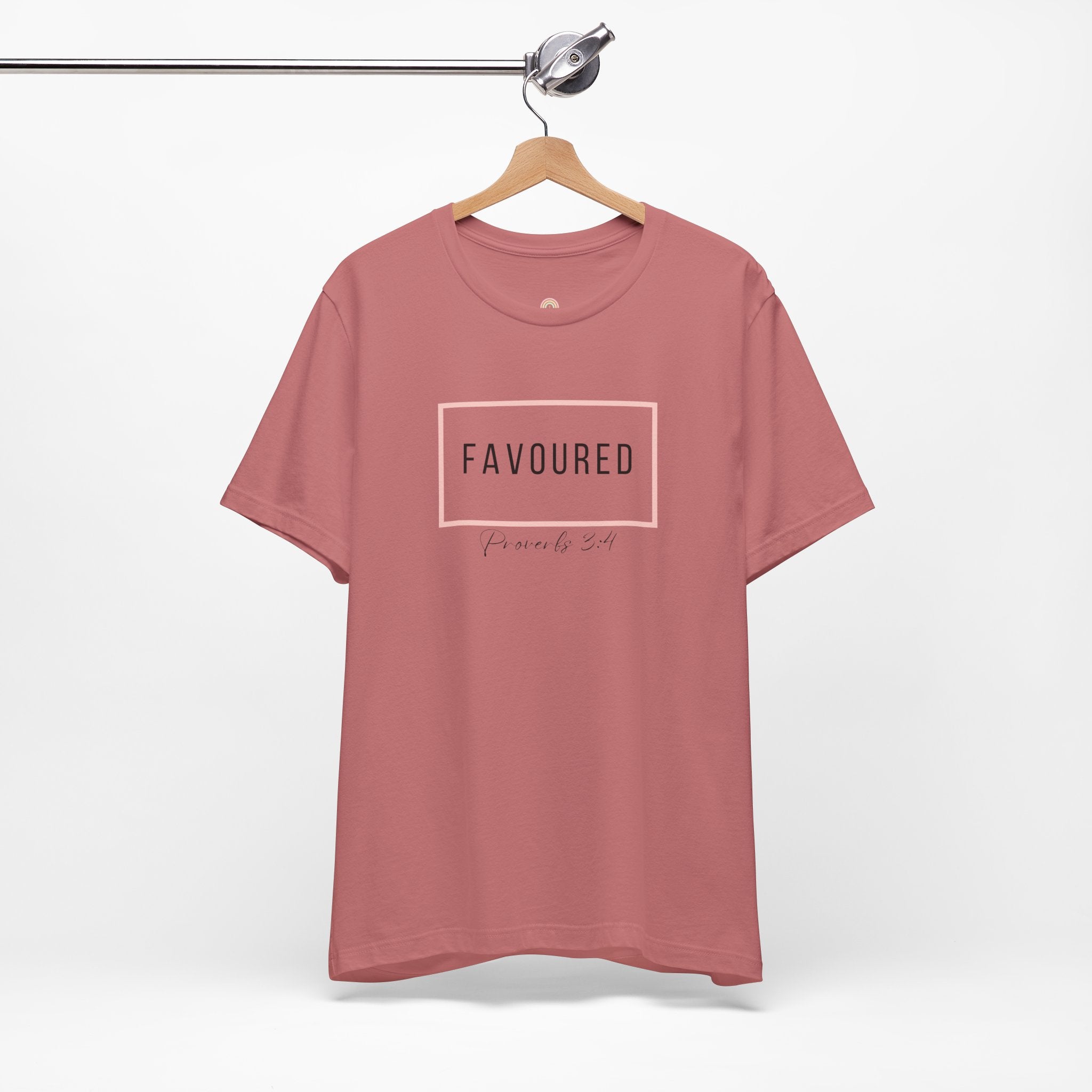Favoured Christian T-Shirt – Proverbs 3:4 Scripture Tee | Faith-Based Unisex Shirt
