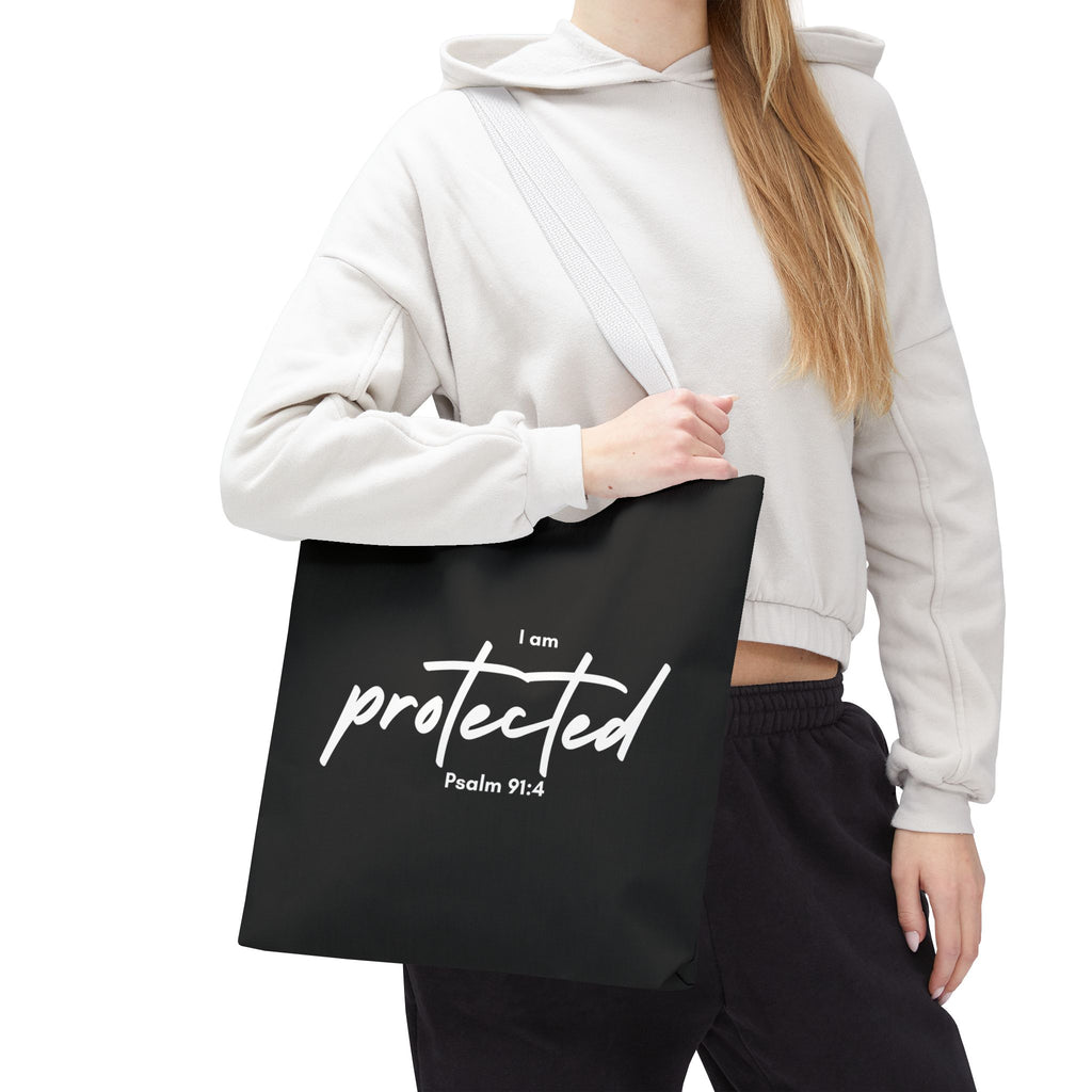 I Am Protected Tote Bag — Psalm 91:4 Christian Scripture Canvas Tote | Faith-Based Carryall