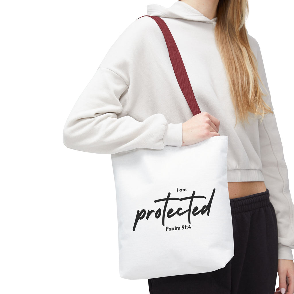 I Am Protected Tote Bag — Psalm 91:4 Christian Scripture Canvas Tote | Faith-Based Carryall