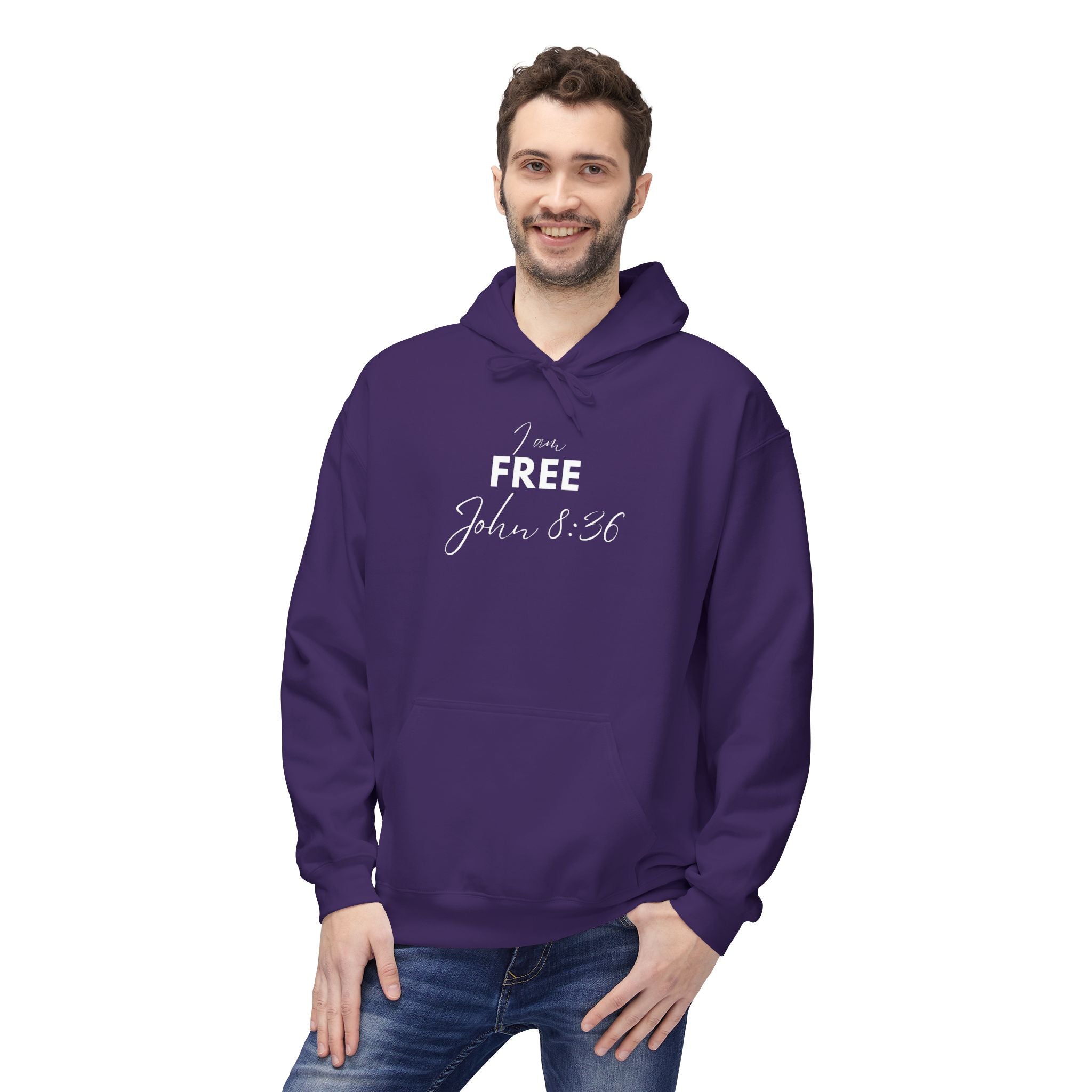 I Am Free Hoodie – John 8:36 Christian Scripture Hoodie | Faith-Based Inspirational Pullover
