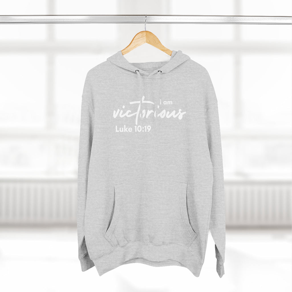 I Am Victorious Hoodie — Luke 10:19 Christian Scripture Fleece Pullover