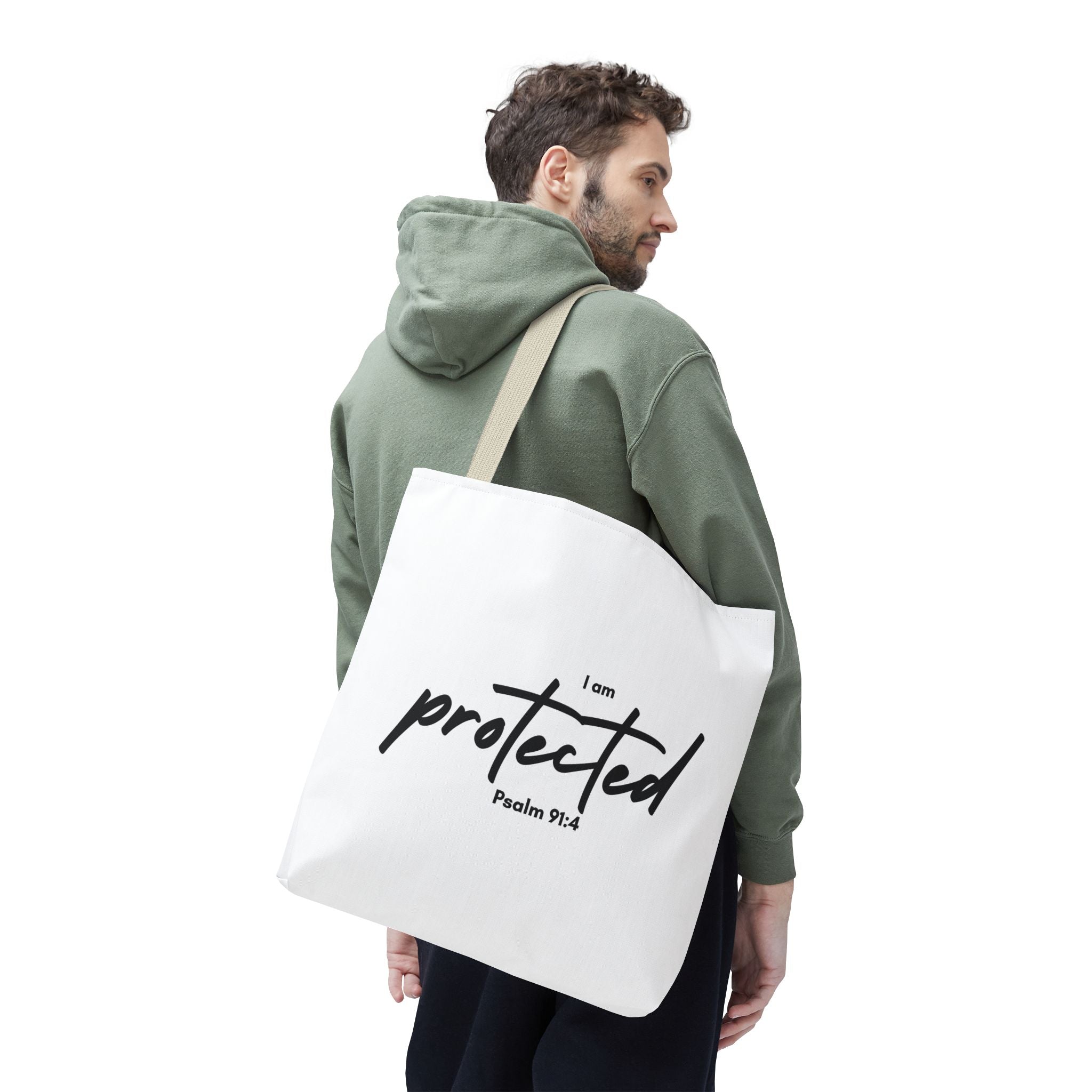 I Am Protected Tote Bag — Psalm 91:4 Christian Scripture Canvas Tote | Faith-Based Carryall