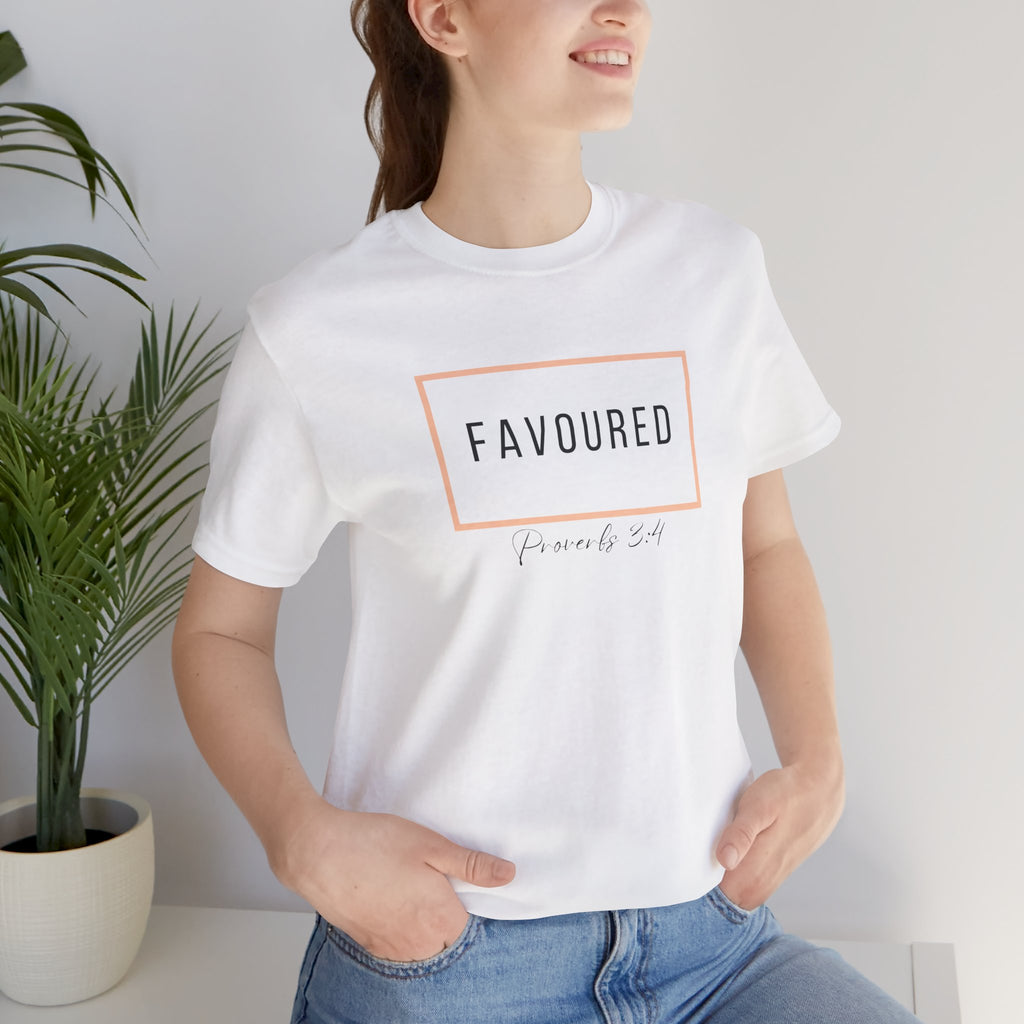 Favoured Christian T-Shirt – Proverbs 3:4 Scripture Tee | Faith-Based Unisex Shirt