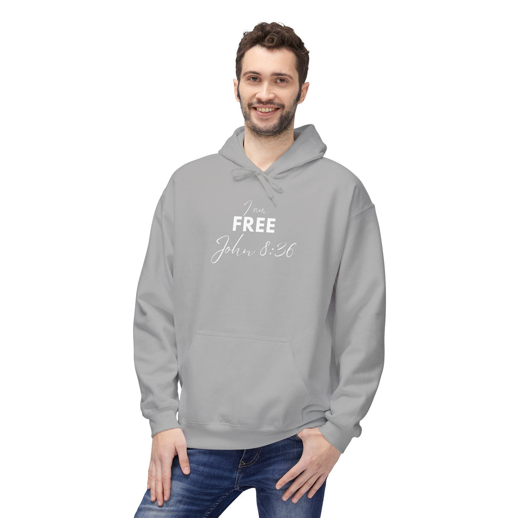 I Am Free Hoodie – John 8:36 Christian Scripture Hoodie | Faith-Based Inspirational Pullover
