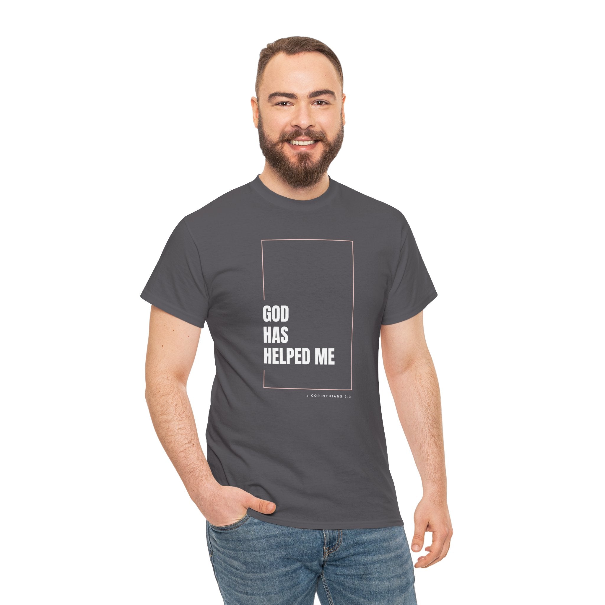 God Has Helped Me Christian T-Shirt – 2 Corinthians 6:2 Faith Tee | Unisex Heavy Cotton Shirt