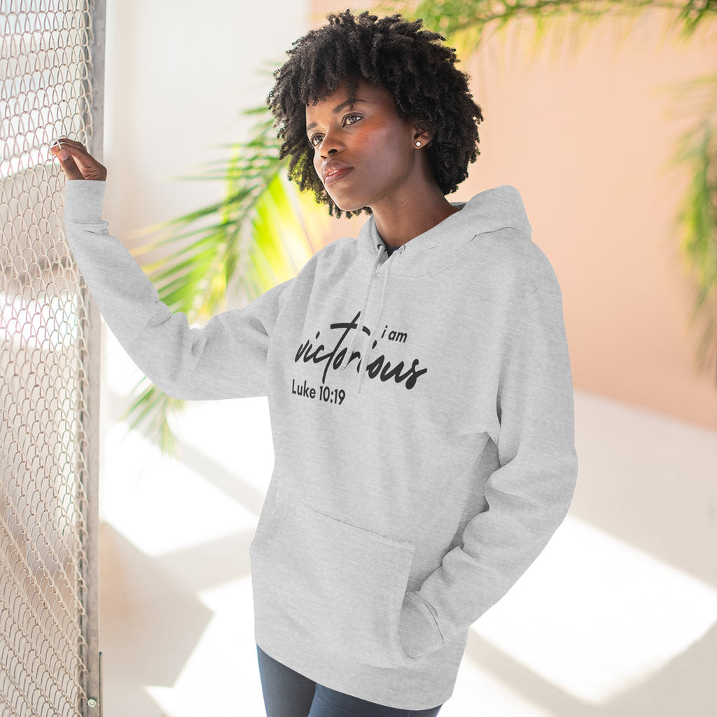I Am Victorious Hoodie — Luke 10:19 Christian Scripture Fleece Pullover