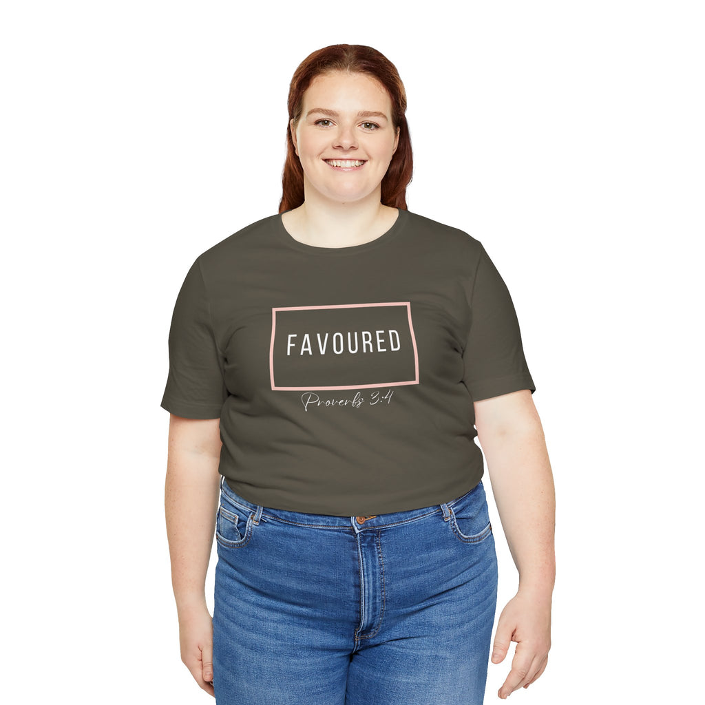 Favoured Christian T-Shirt – Proverbs 3:4 Scripture Tee | Faith-Based Unisex Shirt