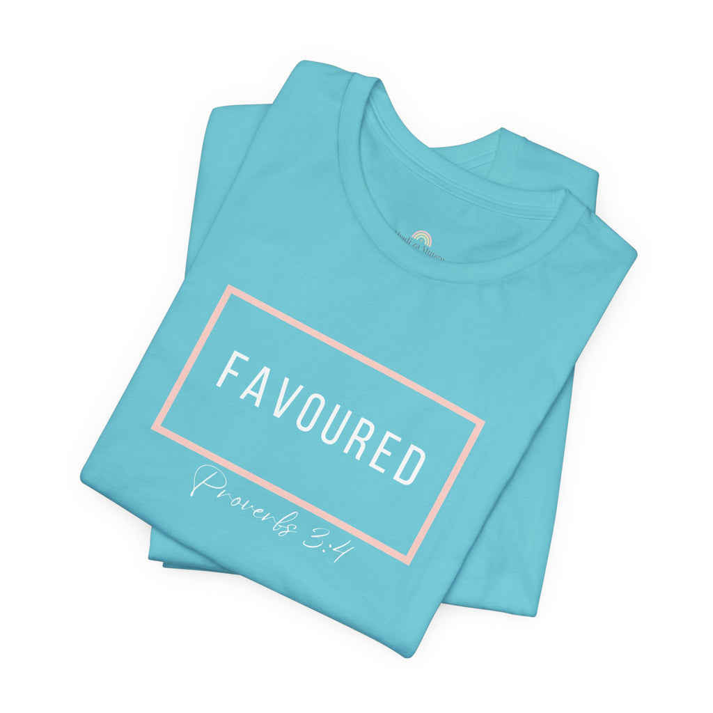 Favoured Christian T-Shirt – Proverbs 3:4 Scripture Tee | Faith-Based Unisex Shirt