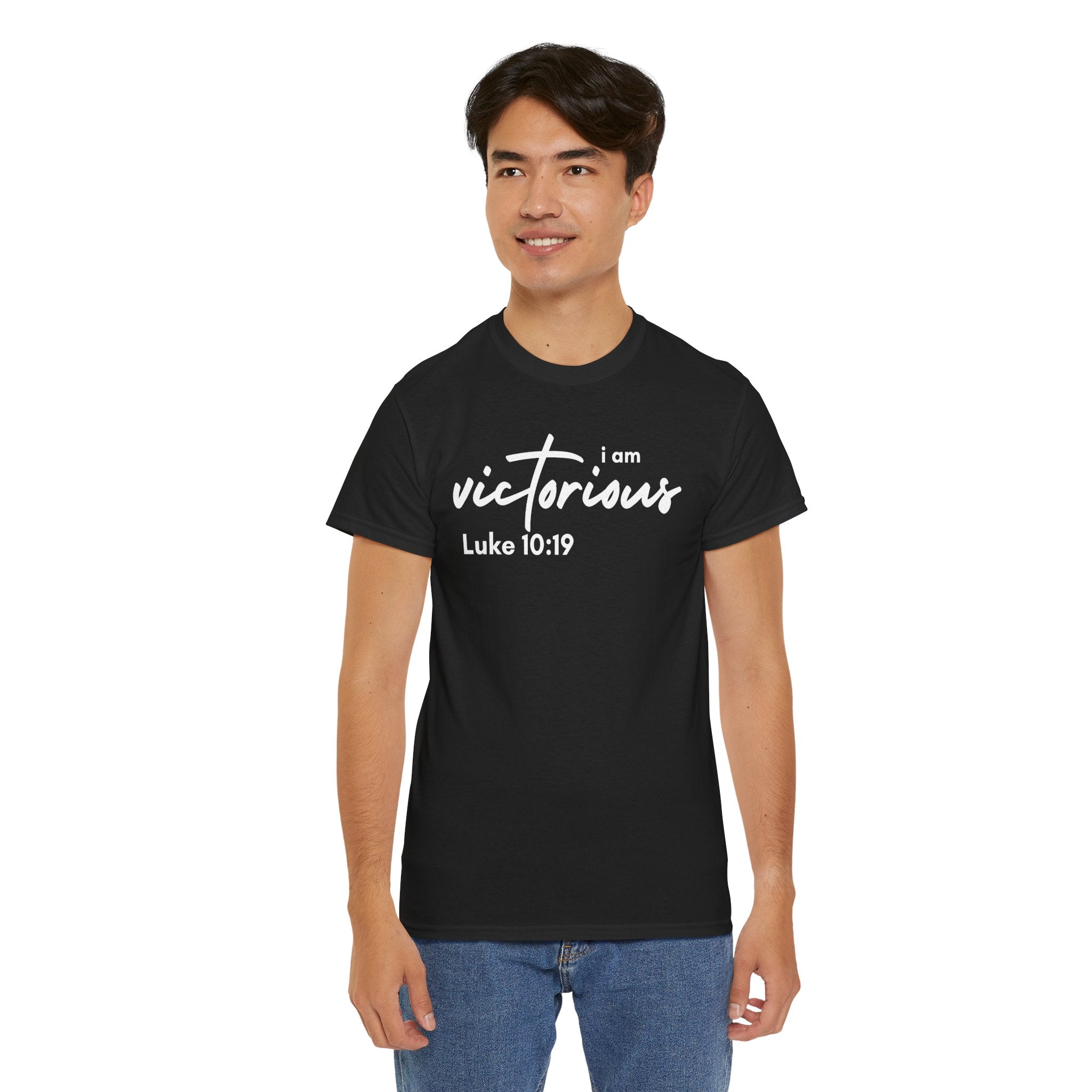 I Am Victorious Christian T-Shirt – Luke 10:19 Scripture Tee | Faith-Based Apparel