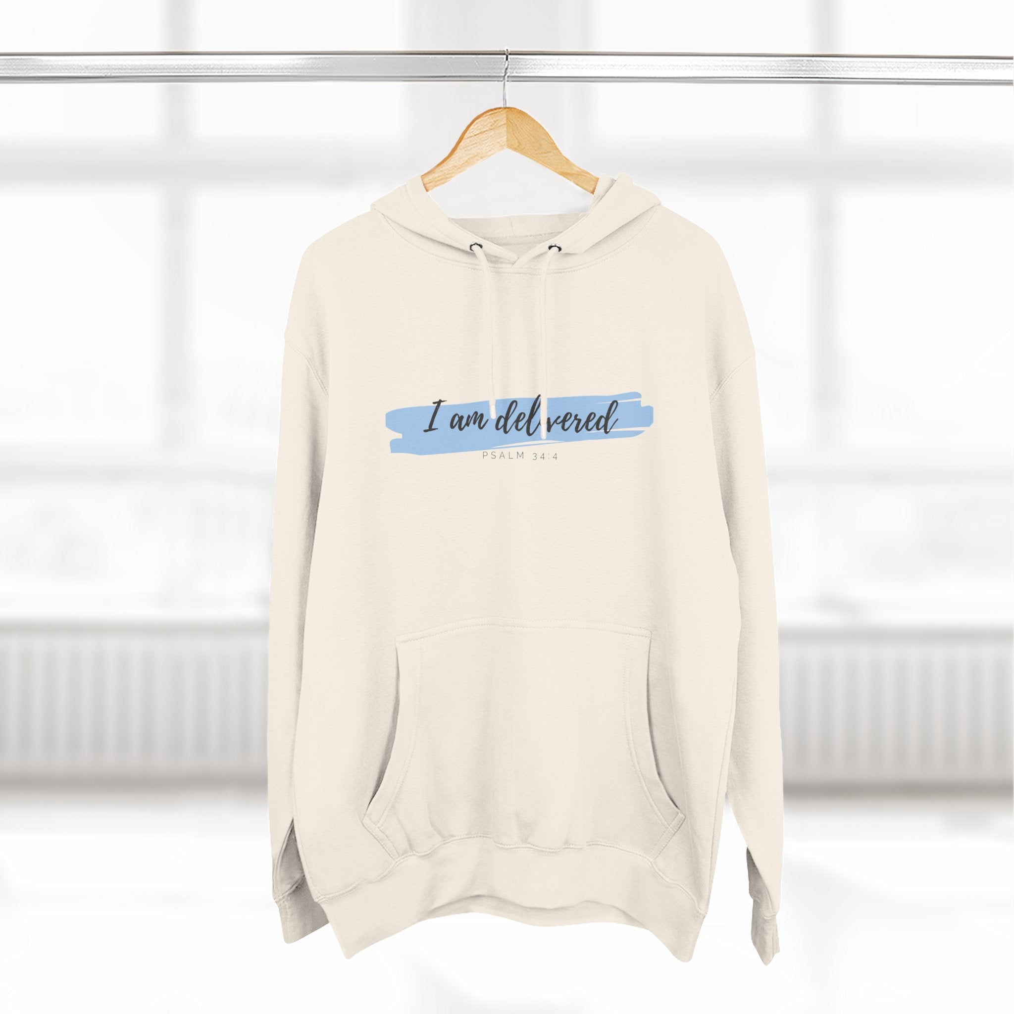 I Am Delivered Christian Hoodie — Psalm 34:4 Faith Hoodie | Inspirational Scripture Pullover | Unisex Christian Apparel