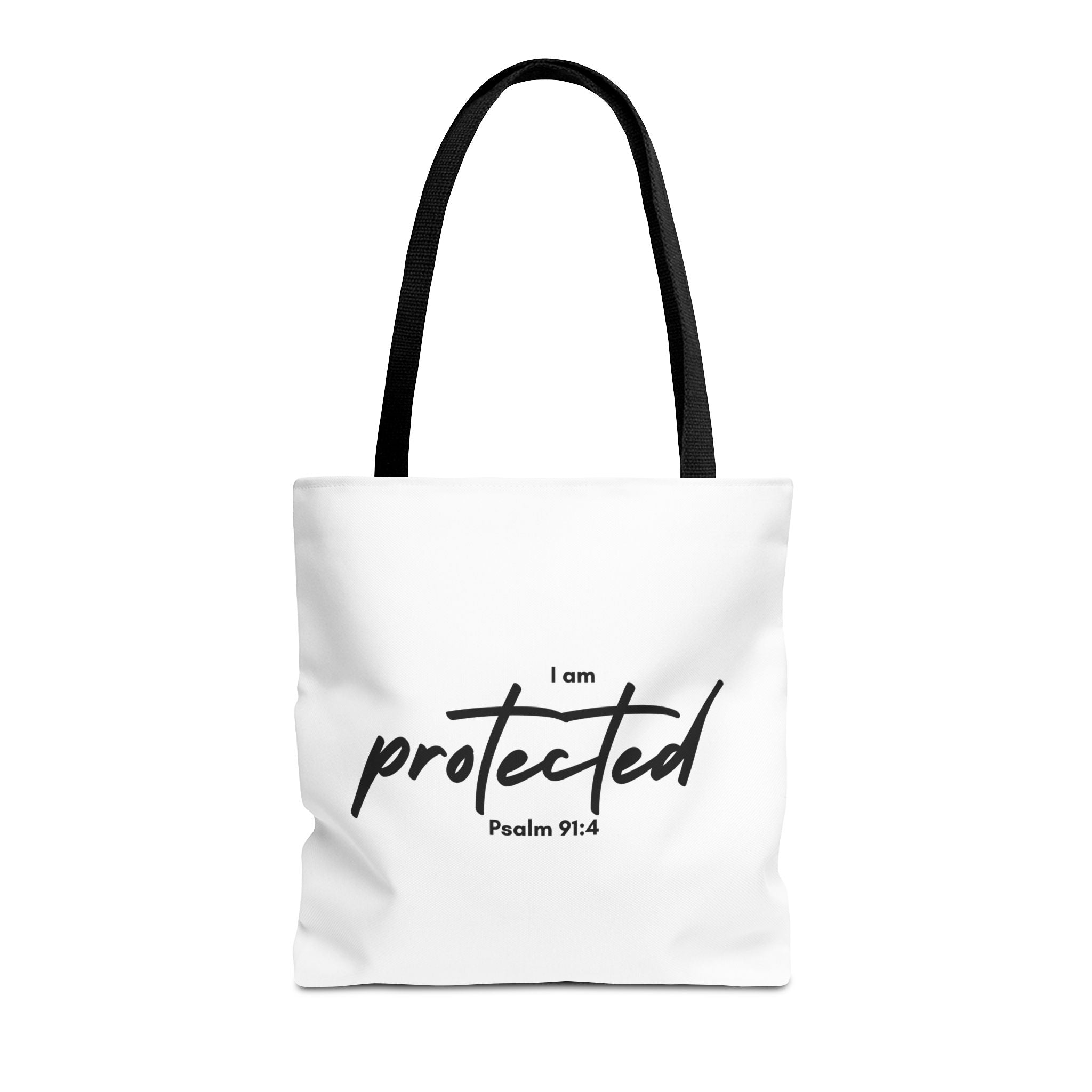 I Am Protected Tote Bag — Psalm 91:4 Christian Scripture Canvas Tote | Faith-Based Carryall