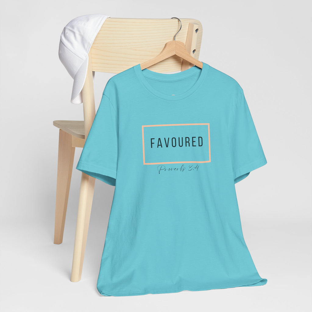 Favoured Christian T-Shirt – Proverbs 3:4 Scripture Tee | Faith-Based Unisex Shirt