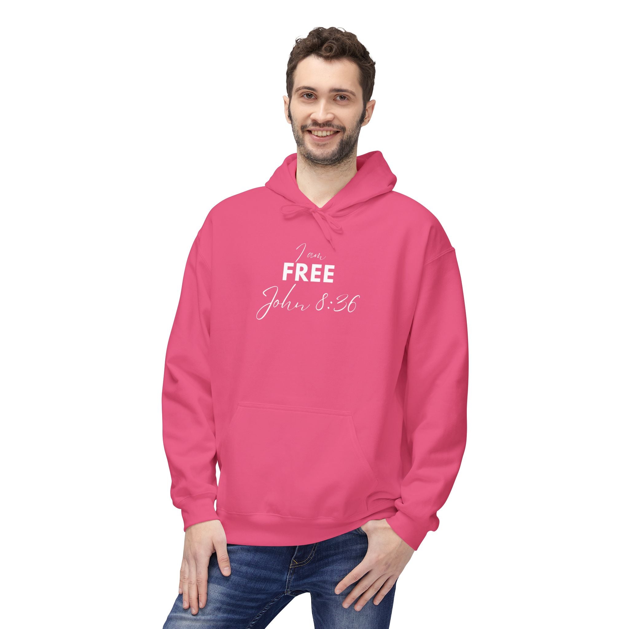 I Am Free Hoodie – John 8:36 Christian Scripture Hoodie | Faith-Based Inspirational Pullover