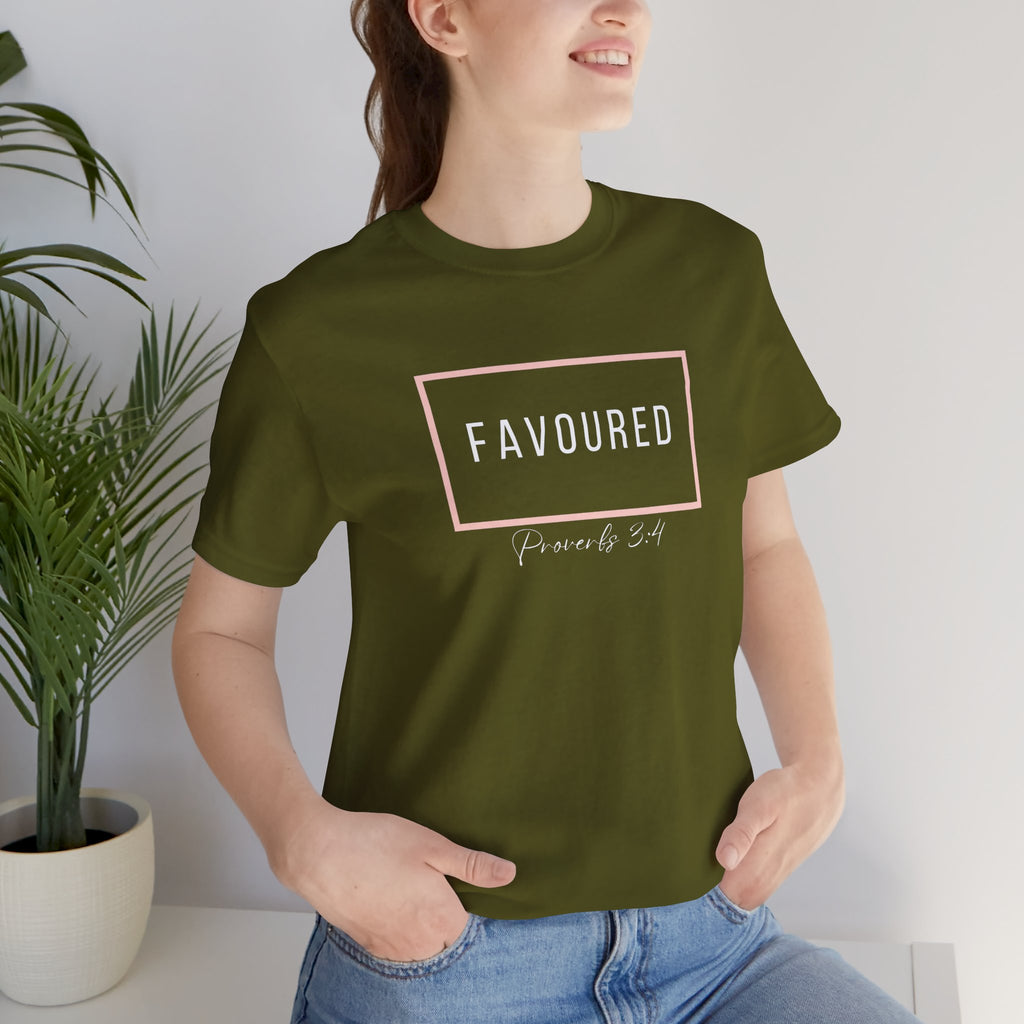 Favoured Christian T-Shirt – Proverbs 3:4 Scripture Tee | Faith-Based Unisex Shirt