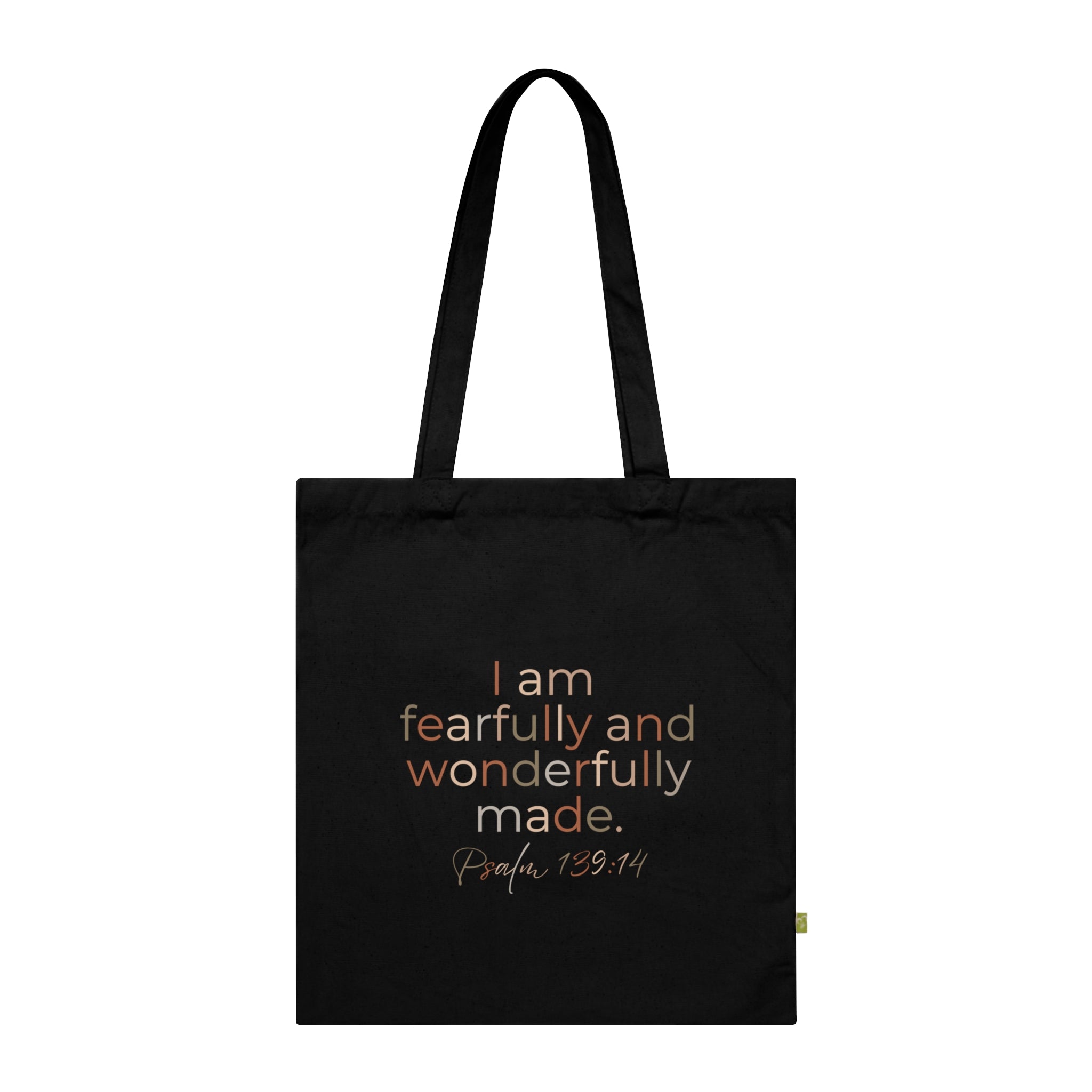 Fearfully & Wonderfully Made Organic Cotton Tote — Psalm 139:14 Scripture Bag | Christian Eco-Friendly Canvas Tote
