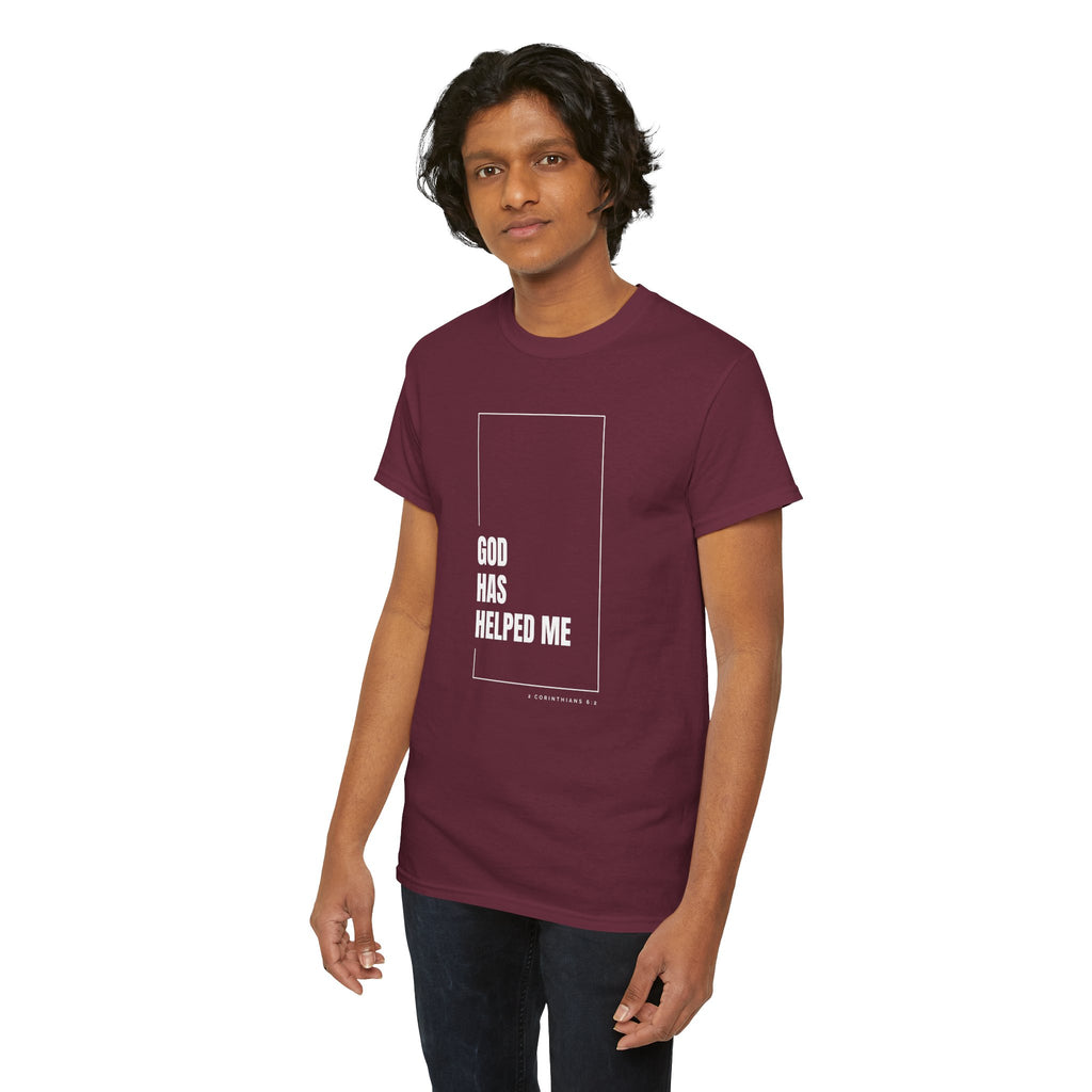 God Has Helped Me Christian T-Shirt – 2 Corinthians 6:2 Faith Tee | Unisex Heavy Cotton Shirt