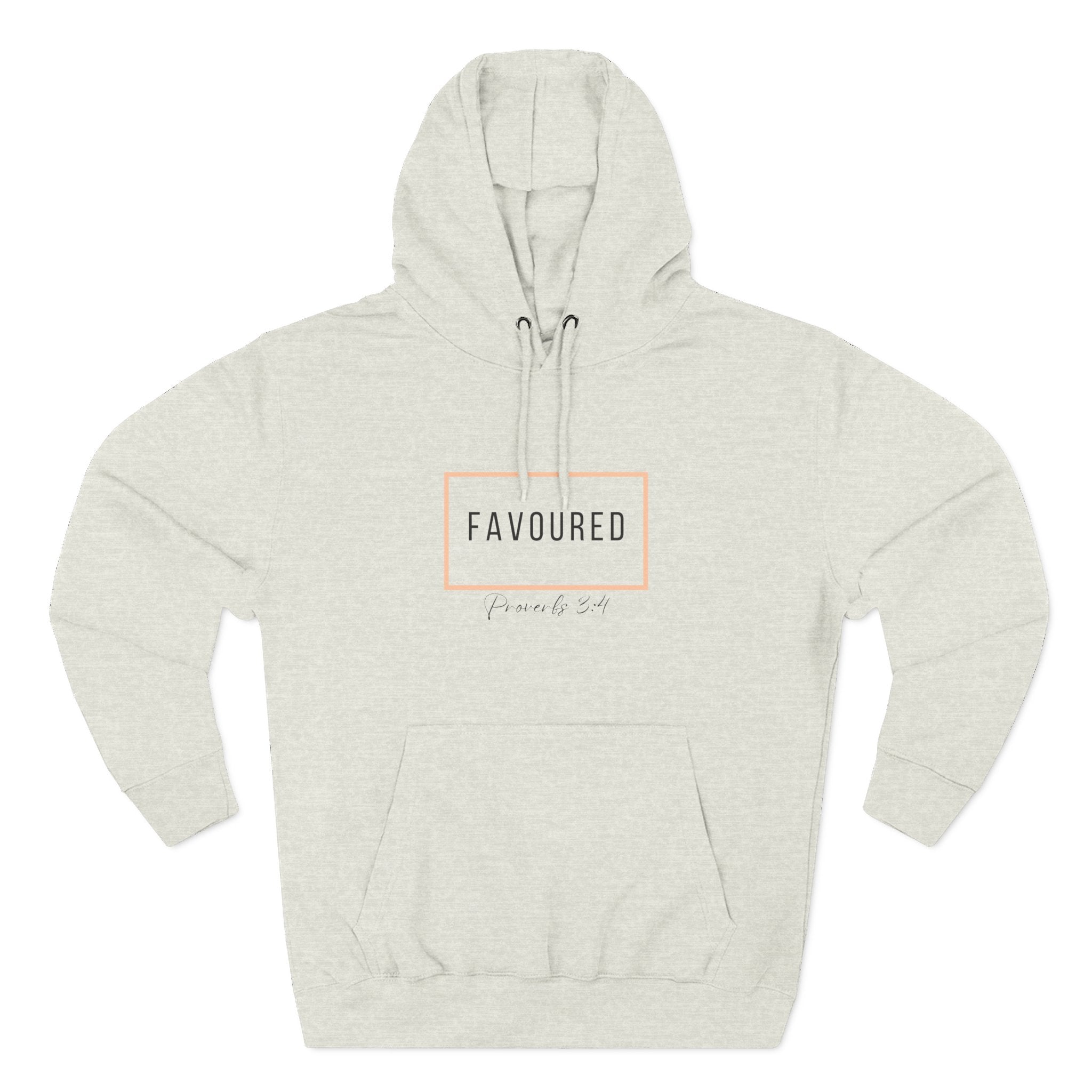 Favoured Christian Hoodie – Proverbs 3:4 Scripture Minimalist Hoodie | Faith-Based Unisex Fleece Pullover