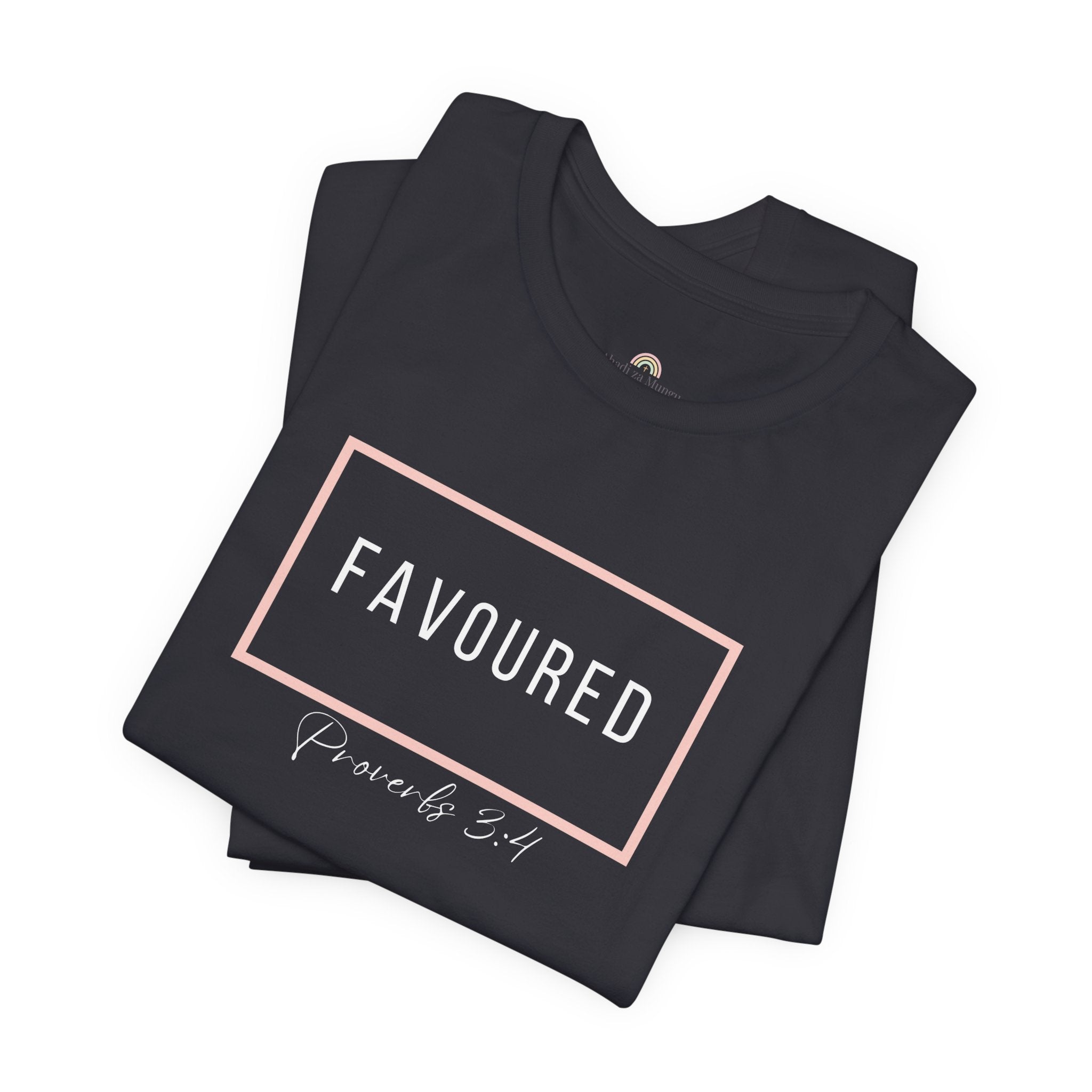 Favoured Christian T-Shirt – Proverbs 3:4 Scripture Tee | Faith-Based Unisex Shirt