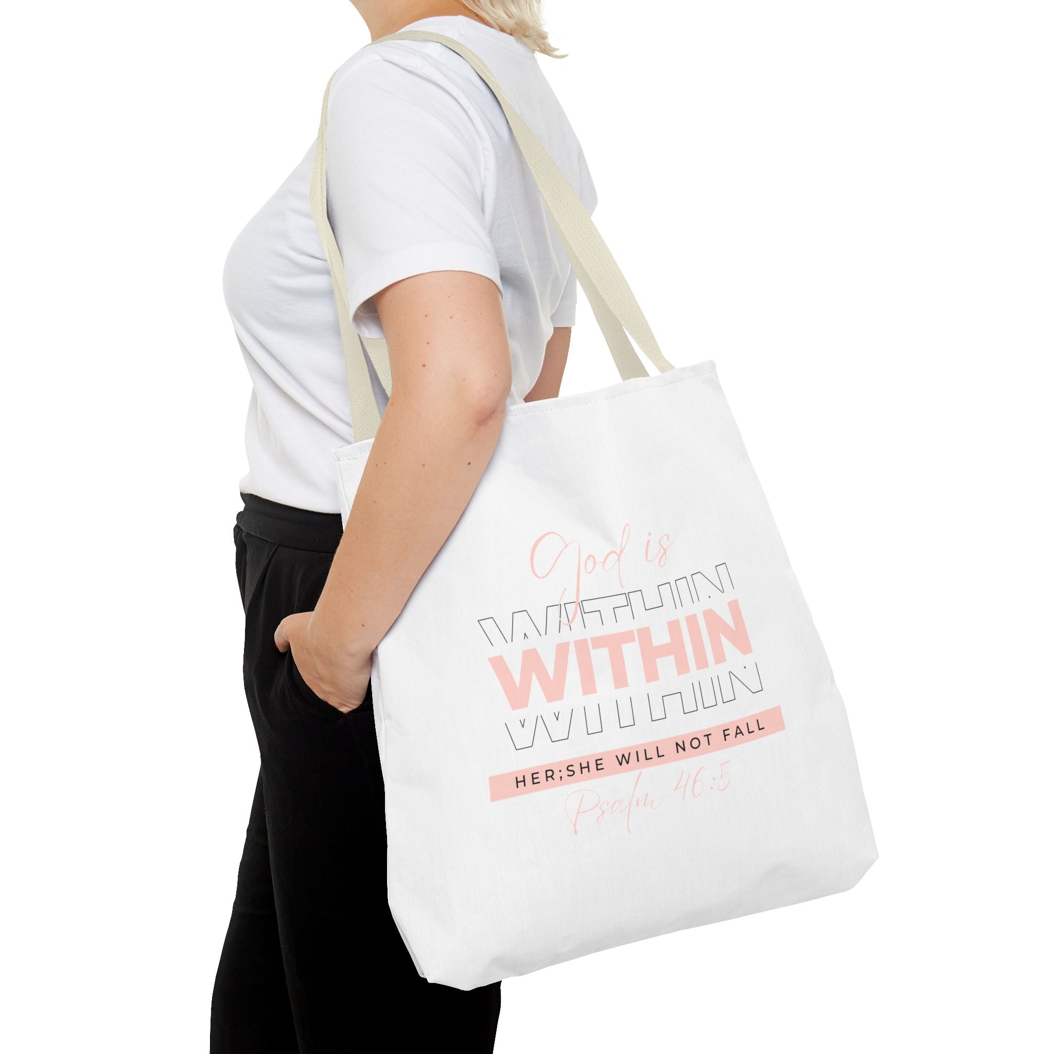 God Is Within Her Tote Bag – Psalm 46:5 Christian Scripture Tote for Women