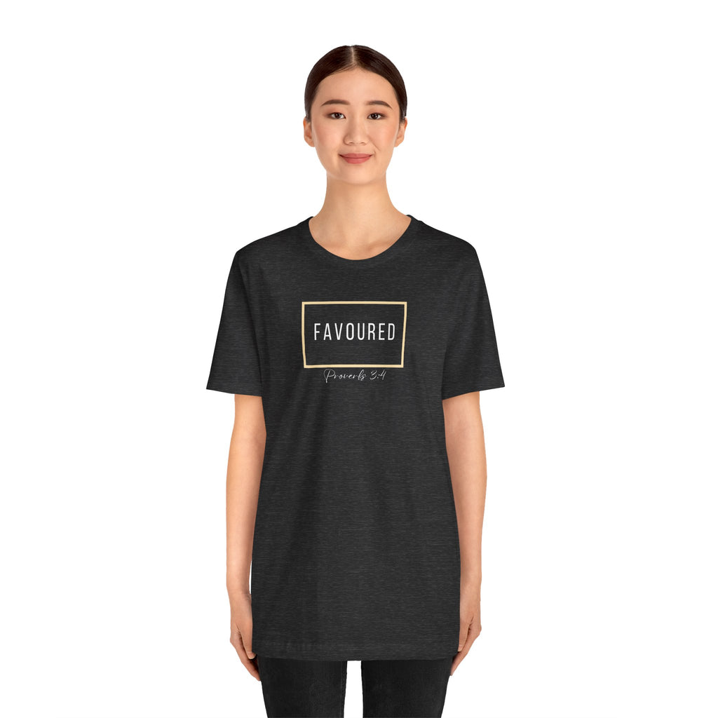 Favoured Christian T-Shirt – Proverbs 3:4 Scripture Tee | Faith-Based Unisex Shirt