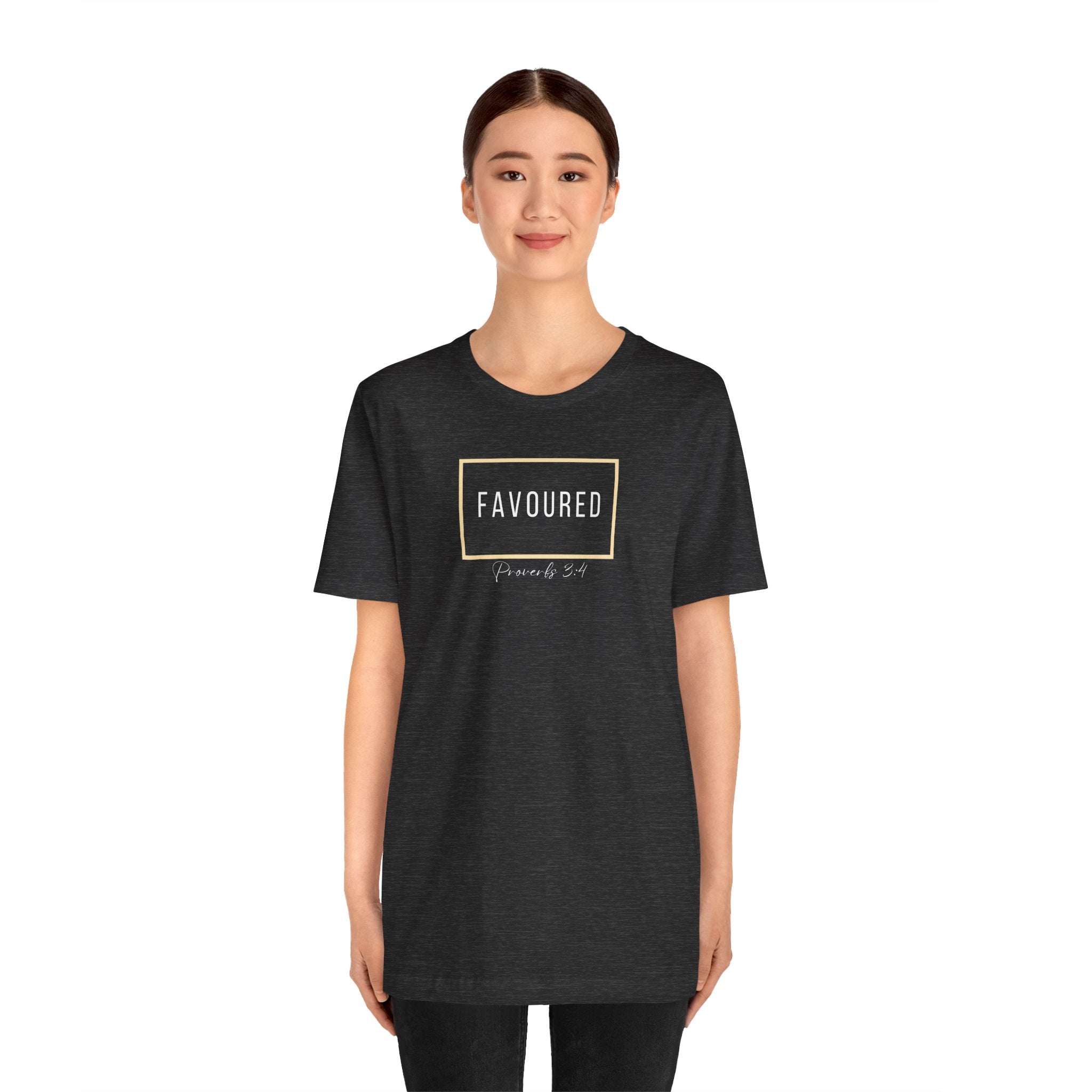 Favoured Christian T-Shirt – Proverbs 3:4 Scripture Tee | Faith-Based Unisex Shirt