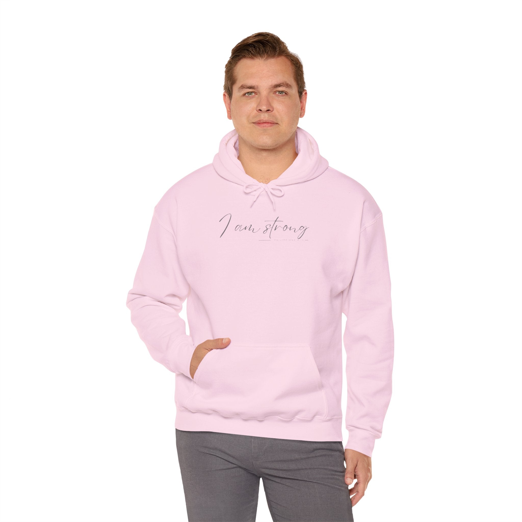 I Am Strong Hoodie – Philippians 4:13 Christian Unisex Faith Sweatshirt
